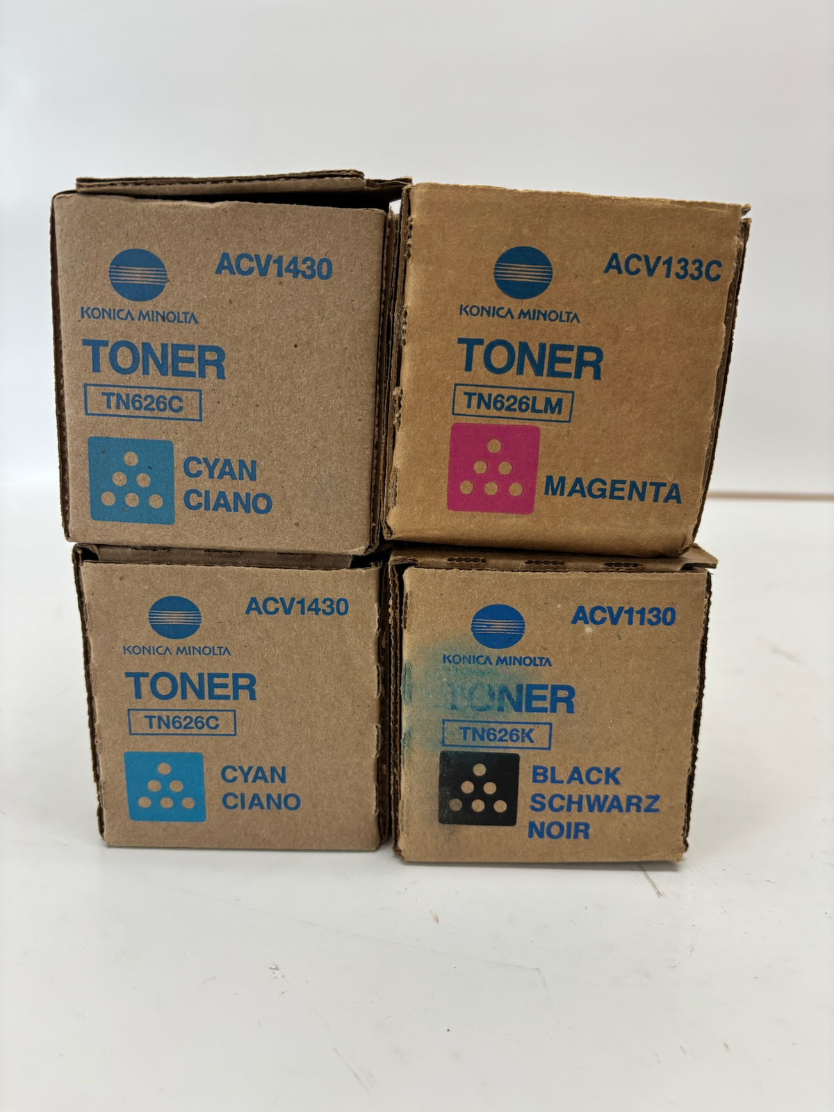 4 Genuine Konica Bizhub C450i/C550i/C650i TN626CCMK (TN626LM) Toners
