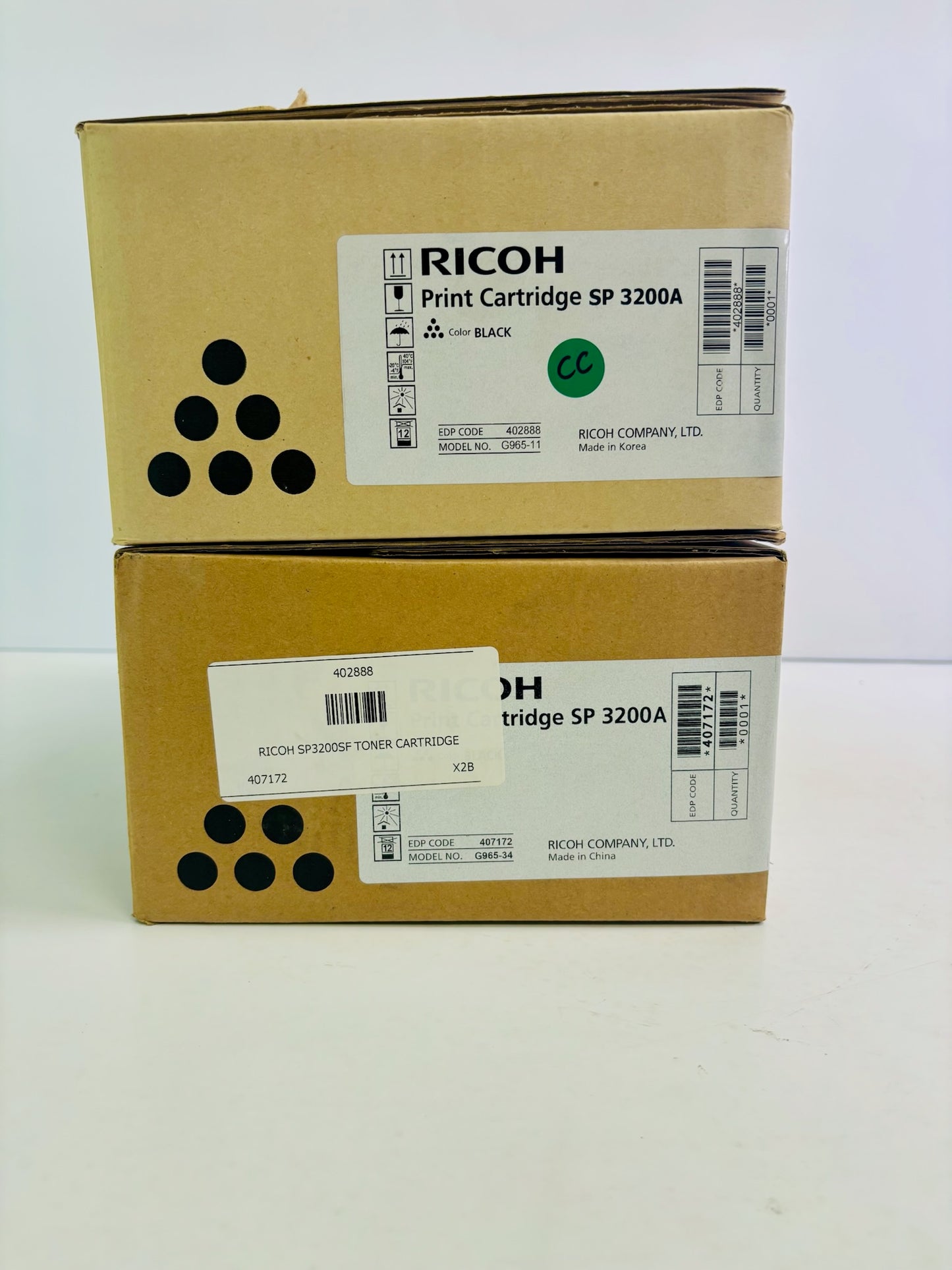 2 Genuine Ricoh SP 3200SF Black Toner 402888, 407172