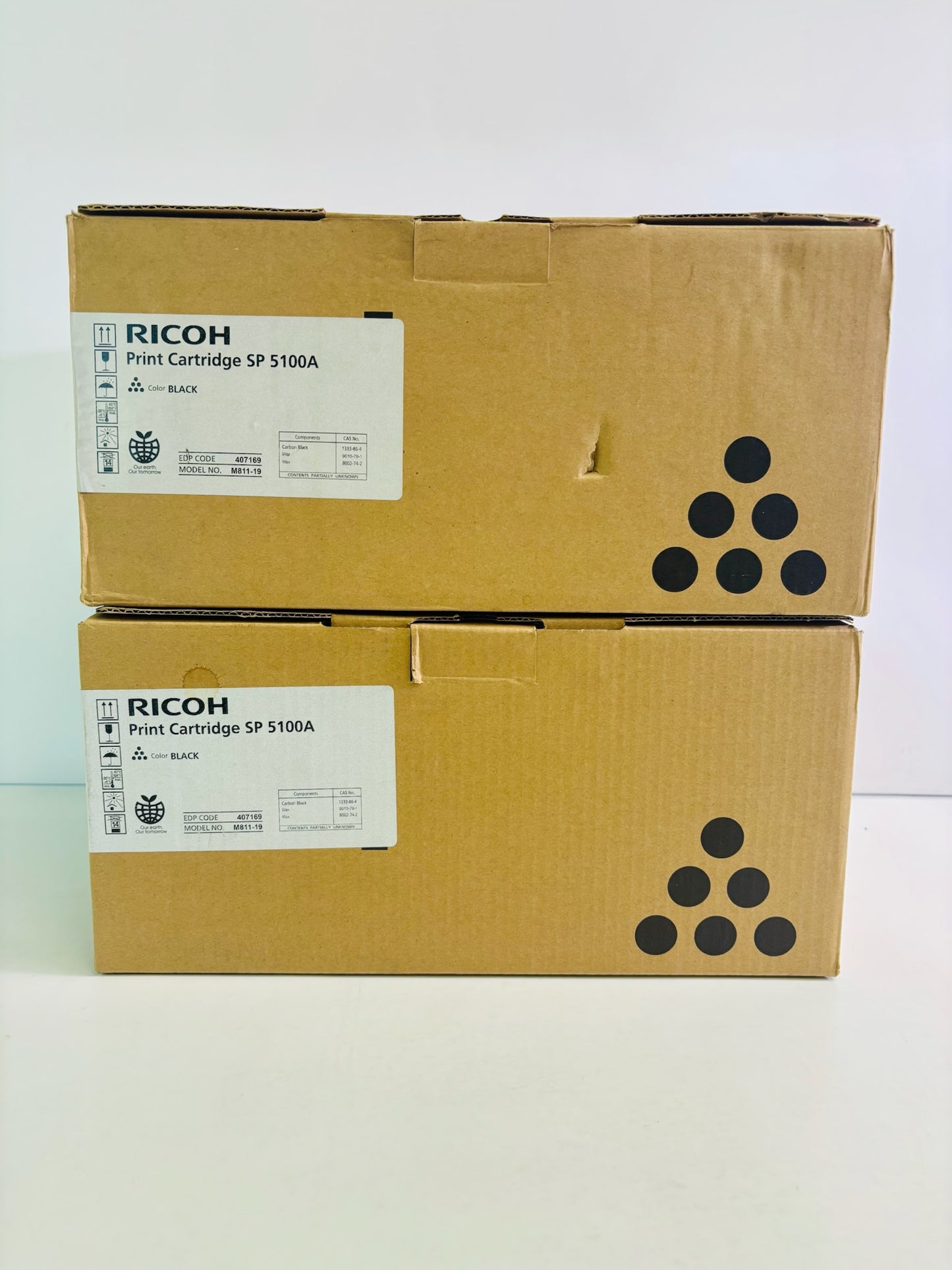 2 Genuine Ricoh Aficio SP 5100N Black Toner Cartridge 407169, M811-19, SP5100A