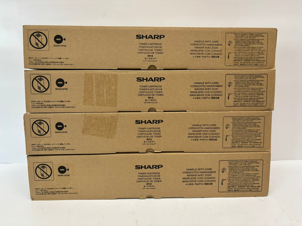 4 Genuine Sharp MX-7081,MX-8081 Cyan, Magenta, Yellow & Black Toner MX-80NT CMYK