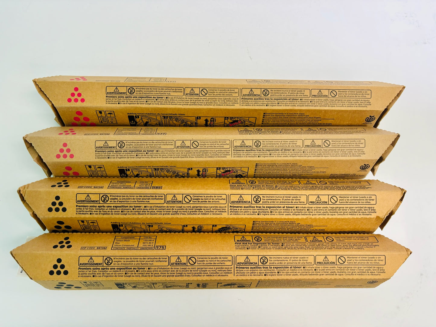 4 Genuine Ricoh Aficio MP C3500, C4500 Magenta & Black Toner 841344, 841342