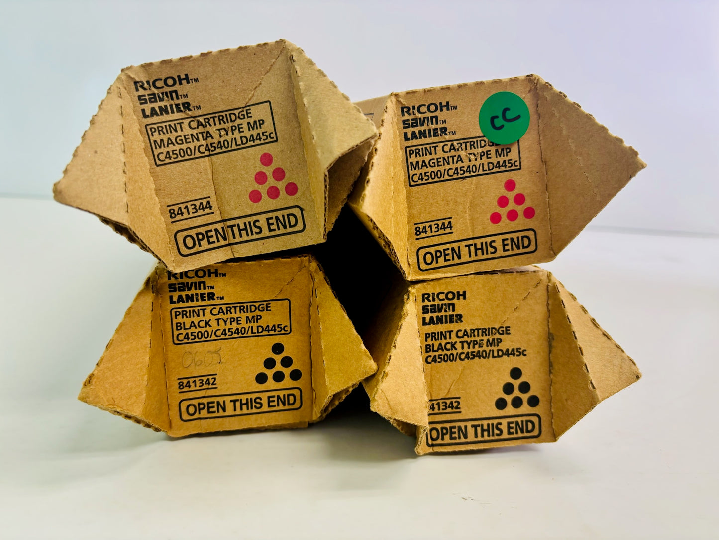 4 Genuine Ricoh Aficio MP C3500, C4500 Magenta & Black Toner 841344, 841342