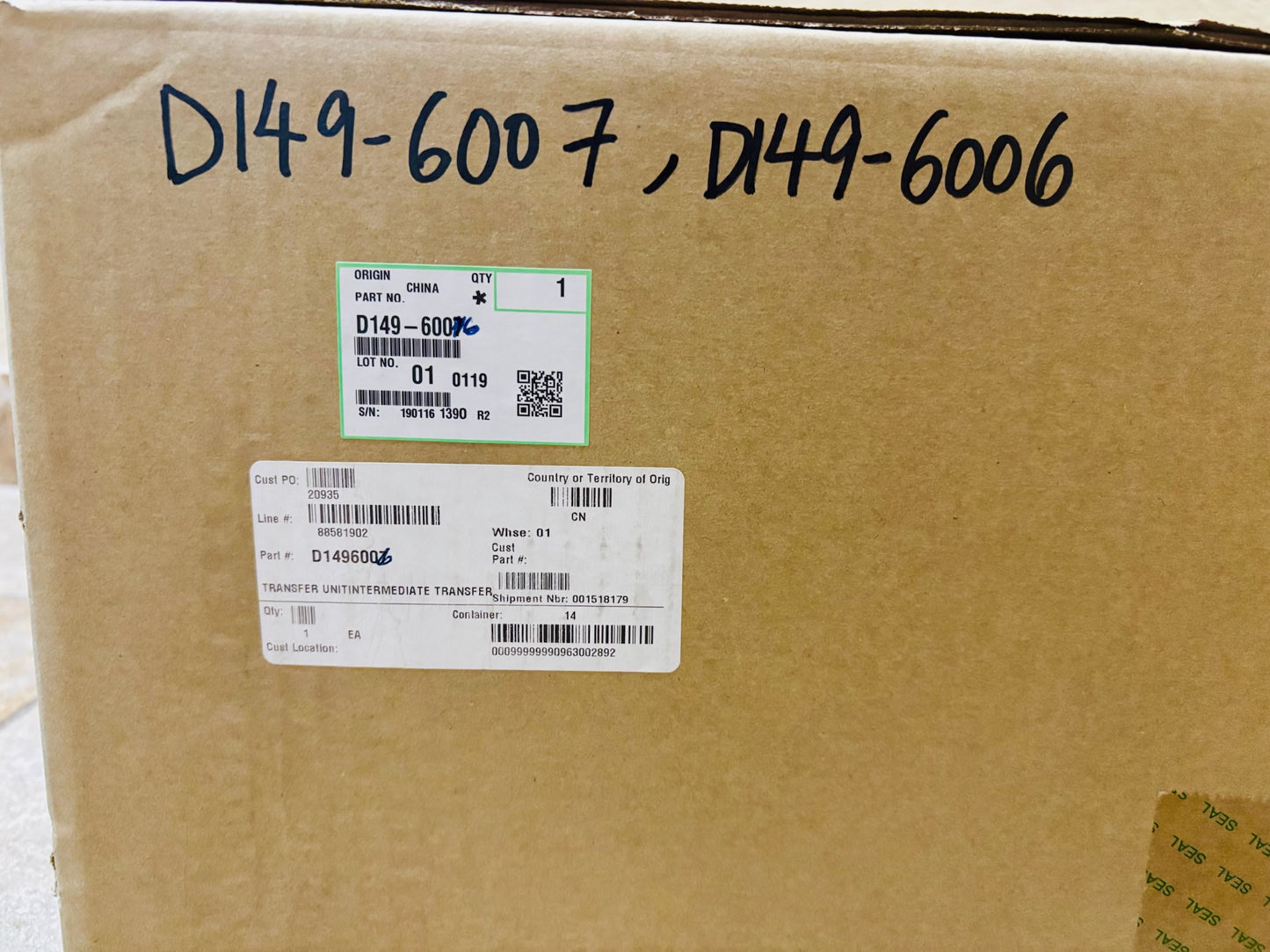 Genuine Ricoh MPC3003 Intermediate Transfer Belt Assembly D149-6006, D149-6007