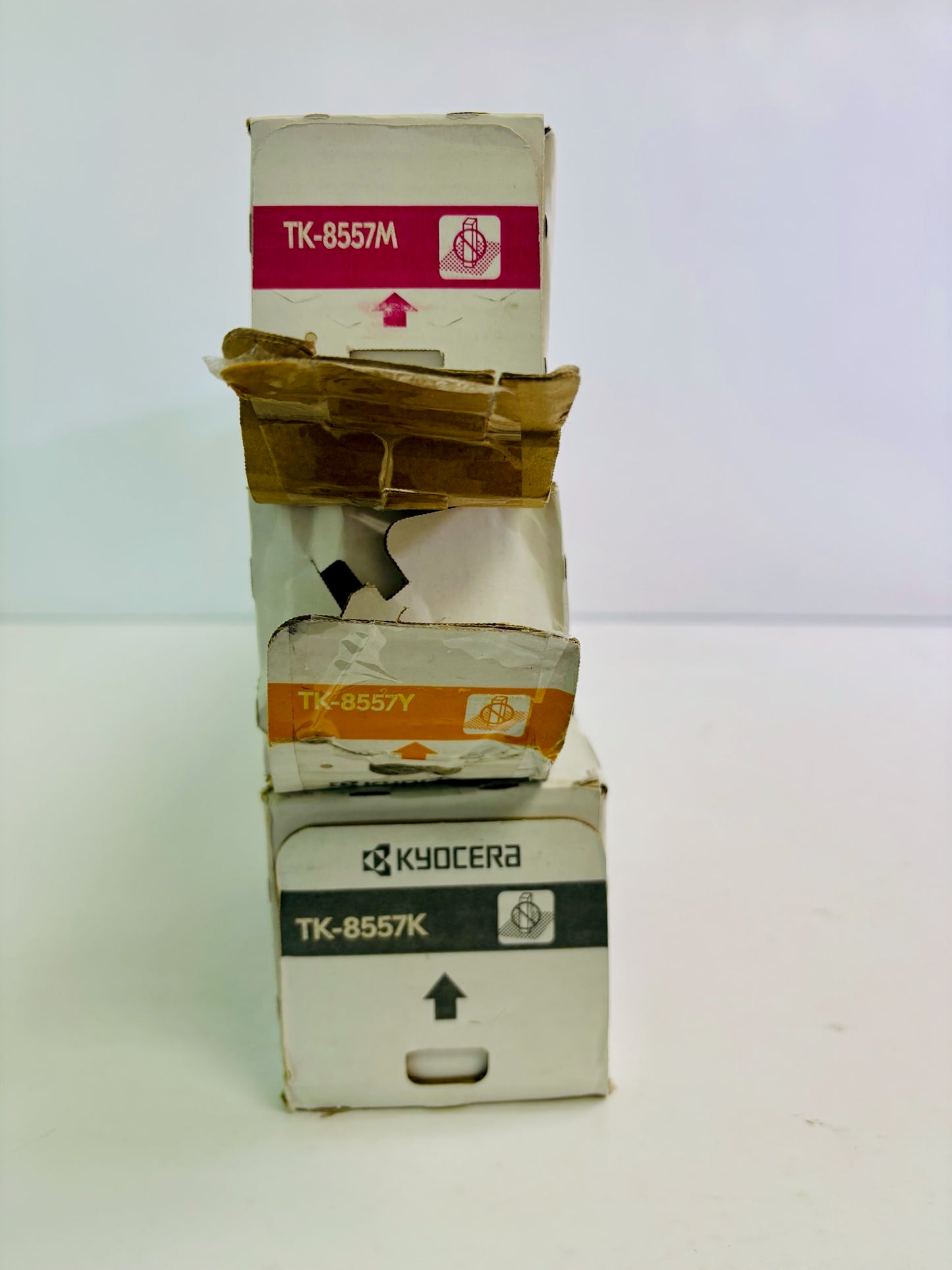 3 Open Kyocera 6054ci, 7054ci Magenta, Yellow & Black Toner TK-8557 MYK
