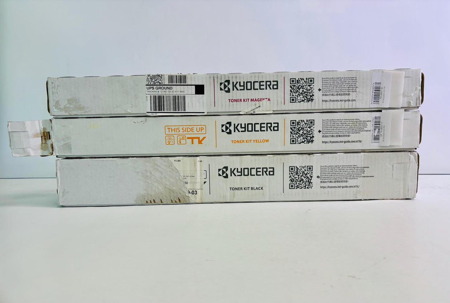 3 Open Kyocera 6054ci, 7054ci Magenta, Yellow & Black Toner TK-8557 MYK