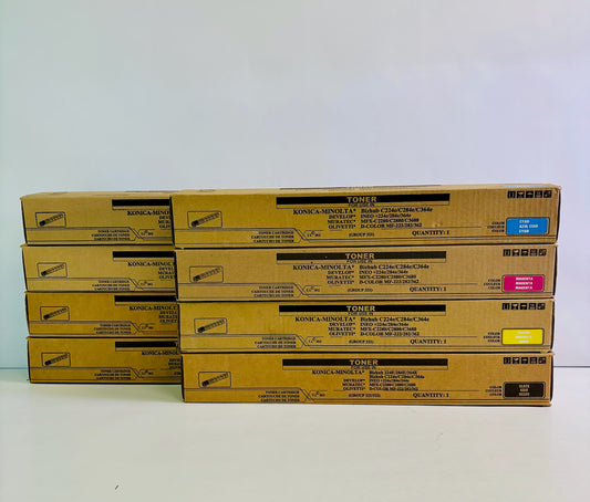 8 Compatible with Konica C224, C284 Cyan, Mag, Yellow & Black Toner TN321 CMYK