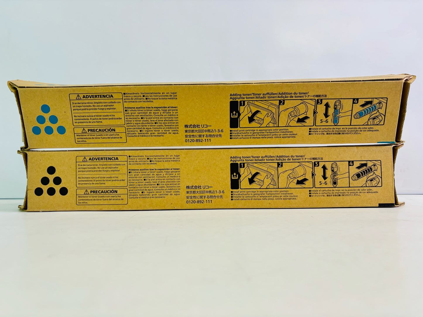 2 Genuine Ricoh IM C300F, IM C400F Cyan & Black Toner 842378, 842379