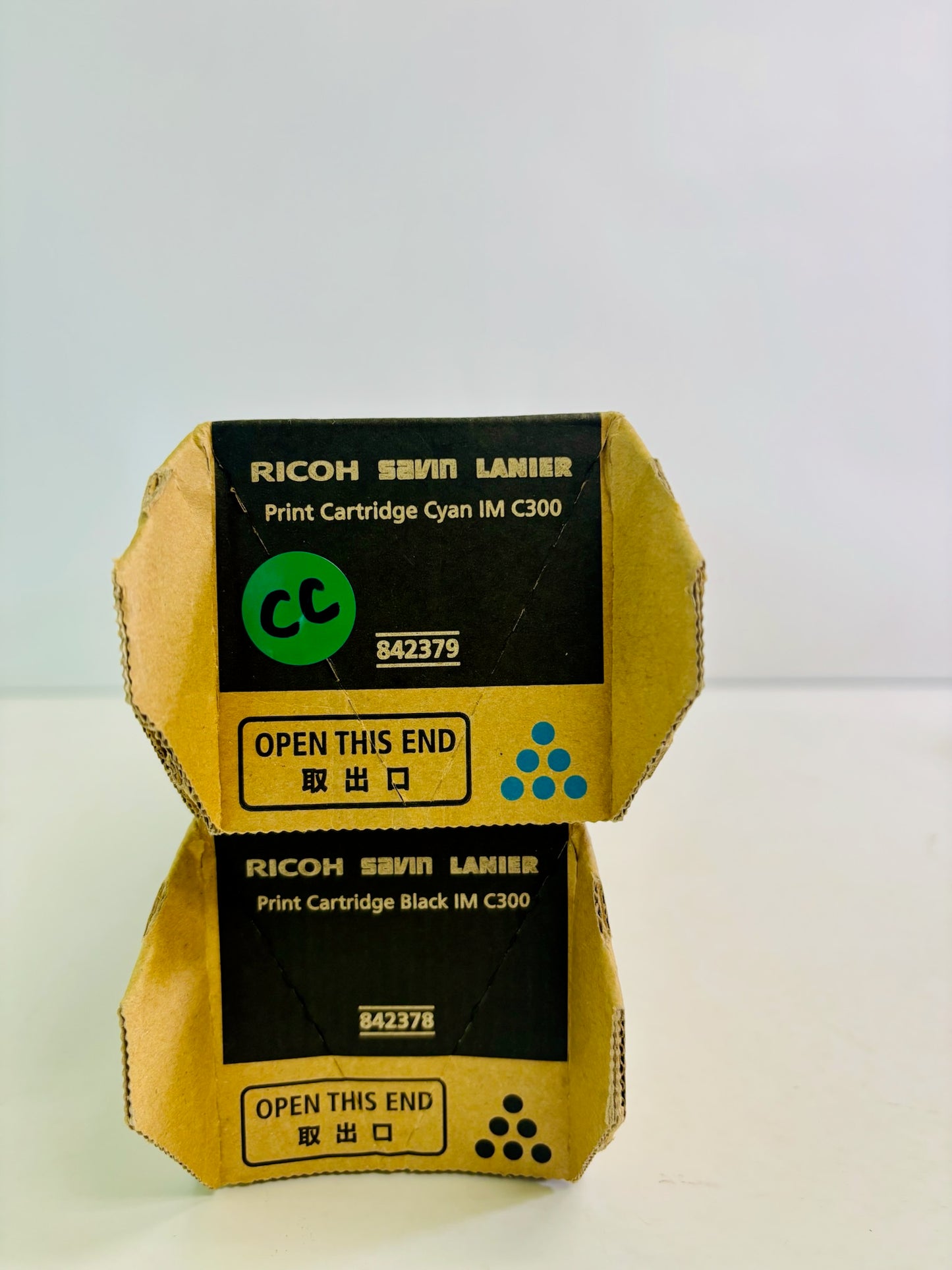 2 Genuine Ricoh IM C300F, IM C400F Cyan & Black Toner 842378, 842379