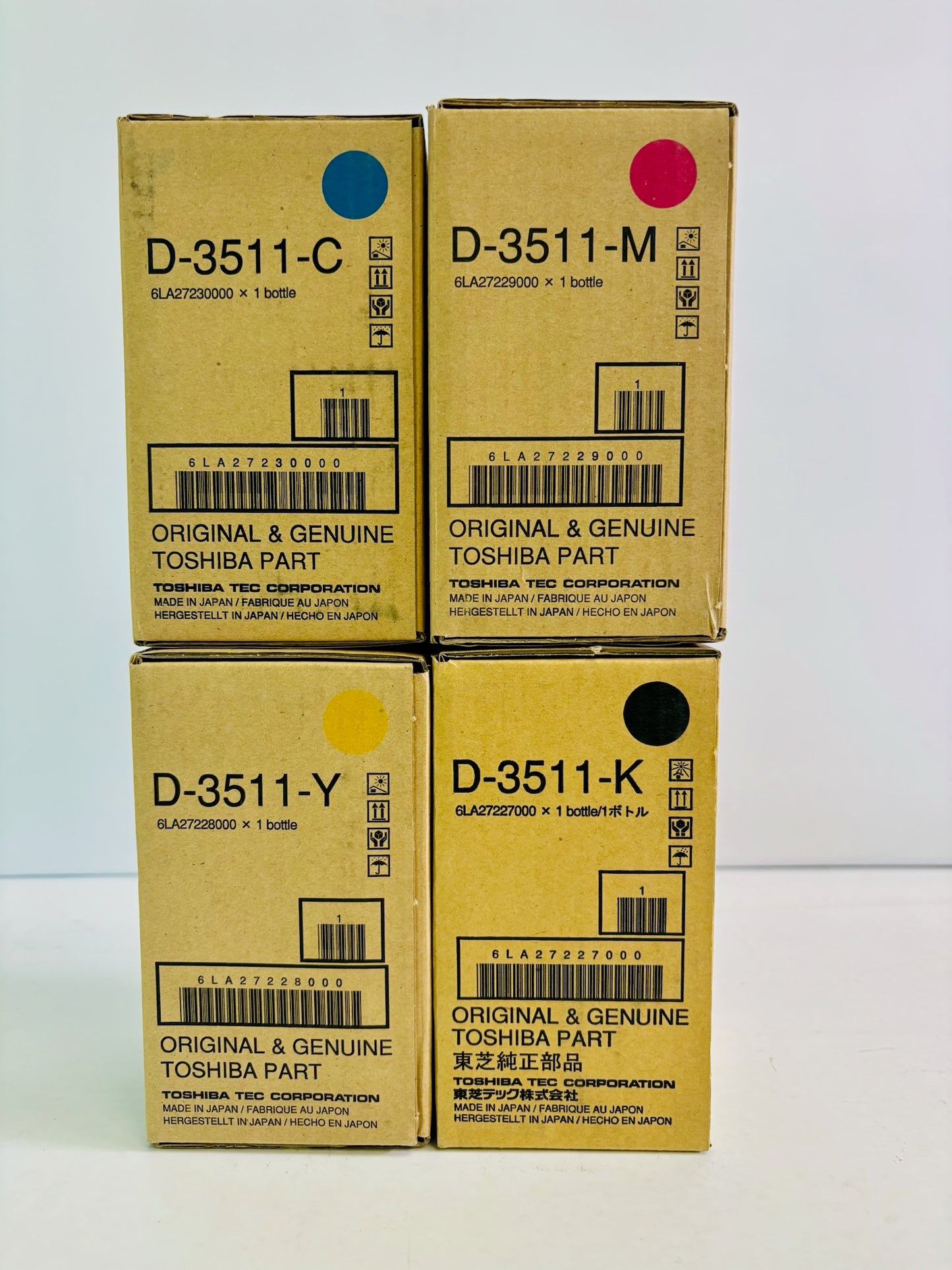 4 Genuine Toshiba e-Studio 3511 Cyan, Magenta, Yellow & Black Toner D-3511,D3511