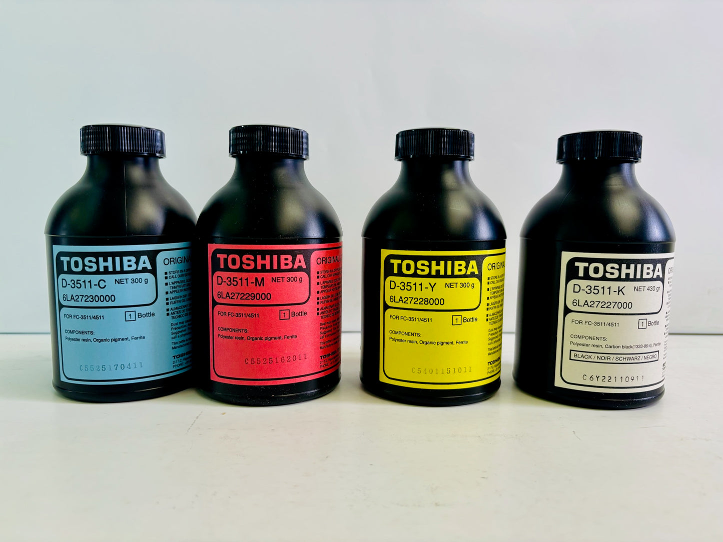 4 Genuine Toshiba e-Studio 3511 Cyan, Magenta, Yellow & Black Toner D-3511,D3511