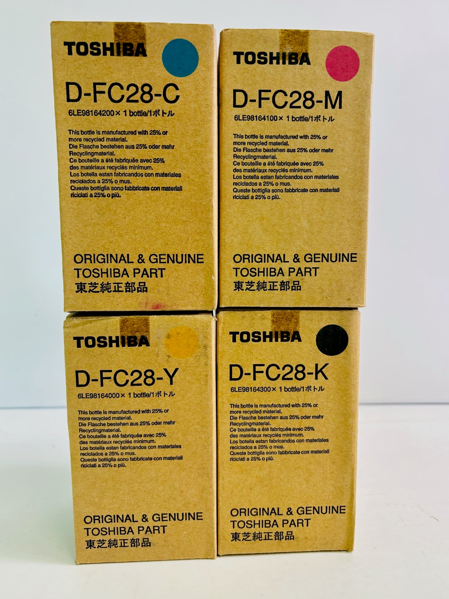 4 OEM Toshiba e-STUDIO  2330C Cyan, Magenta, Yellow & Black Developer D-FC28