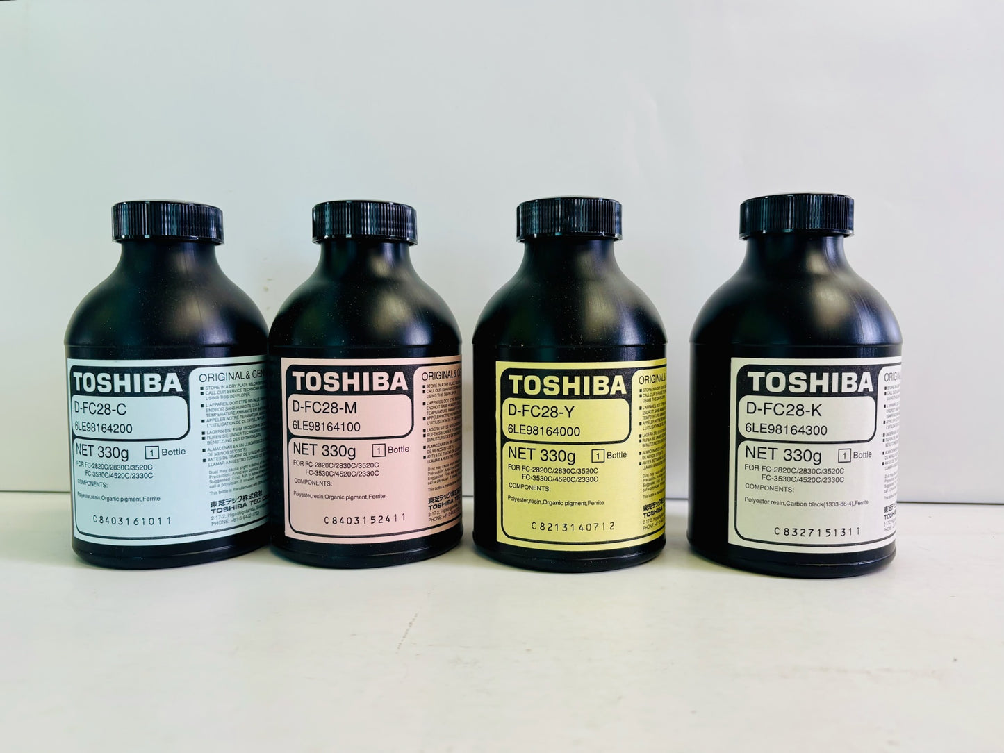 4 OEM Toshiba e-STUDIO  2330C Cyan, Magenta, Yellow & Black Developer D-FC28