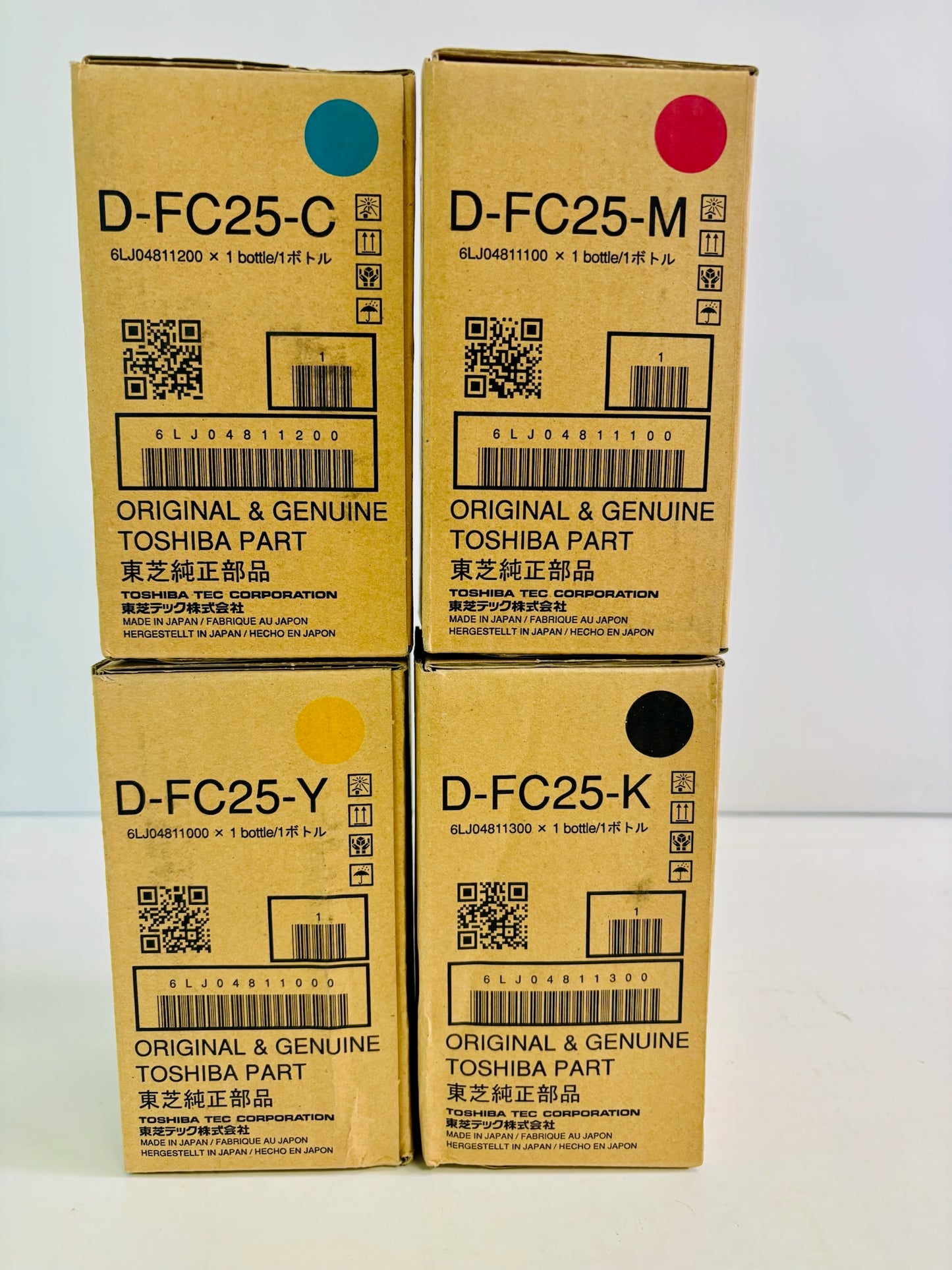 4 Genuine Toshiba E STUDIO 2040C Cyan, Magenta, Yellow & Black Toner T-FC25