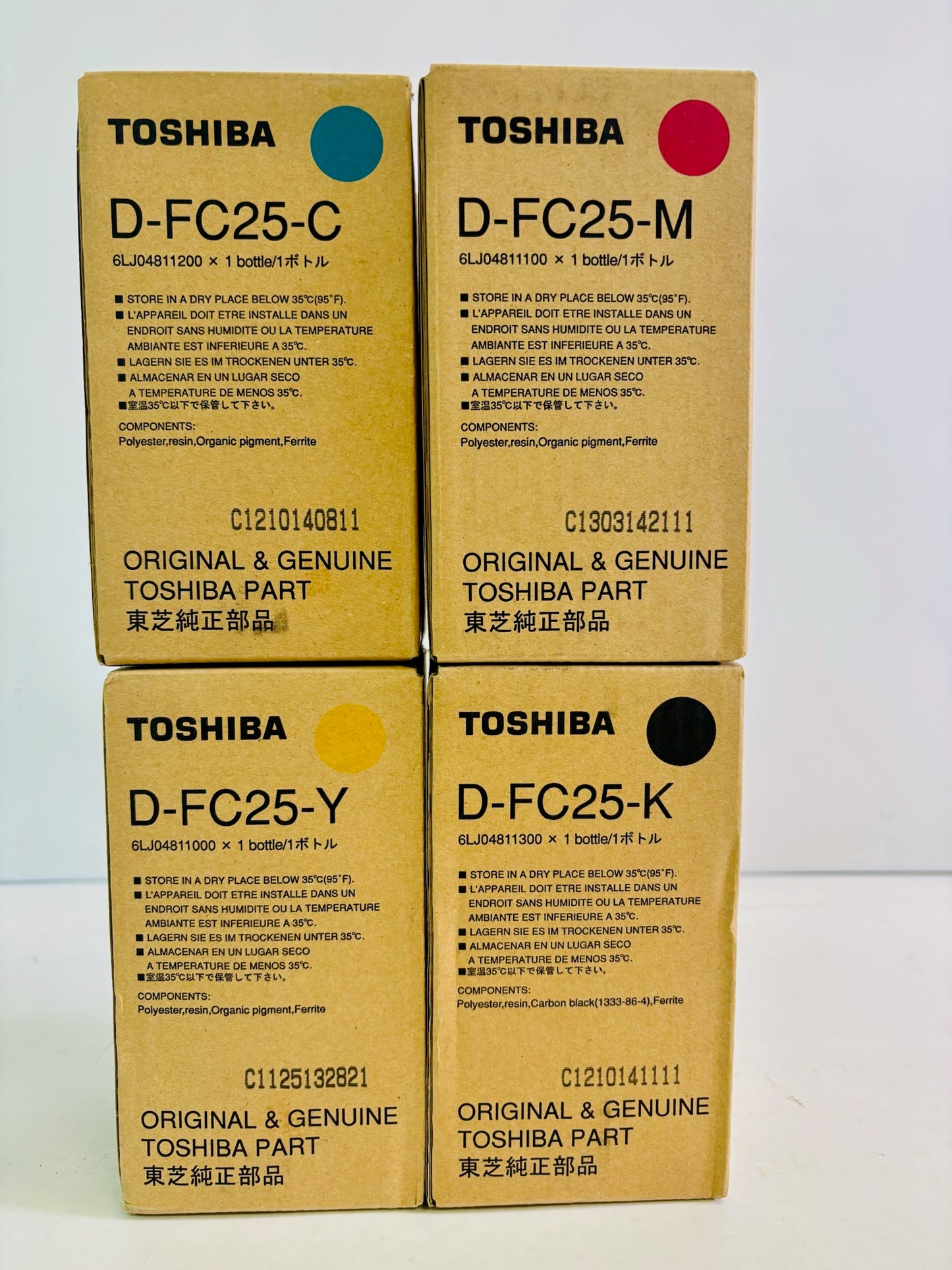 4 Genuine Toshiba E STUDIO 2040C Cyan, Magenta, Yellow & Black Toner T-FC25