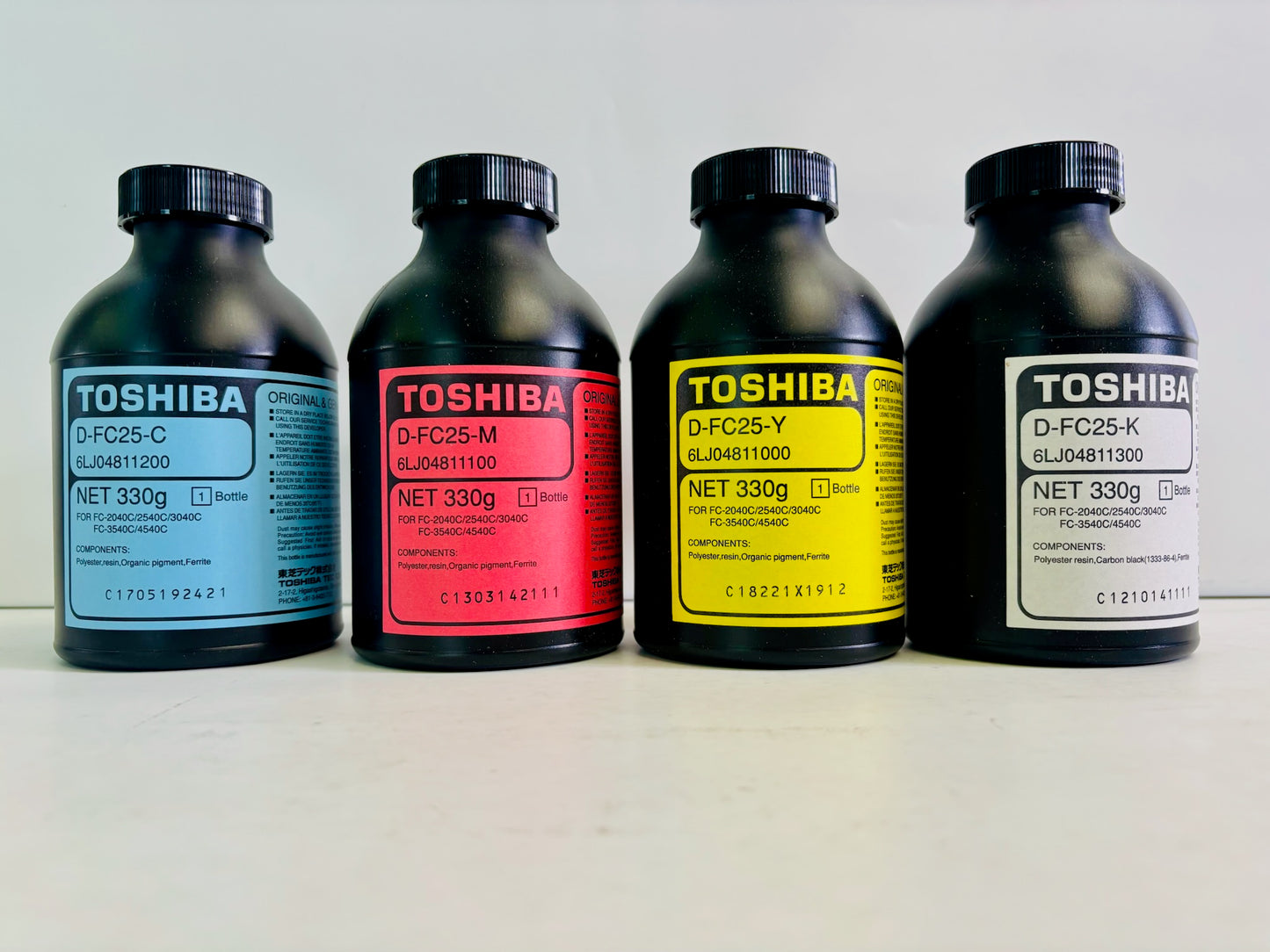 4 Genuine Toshiba E STUDIO 2040C Cyan, Magenta, Yellow & Black Toner T-FC25