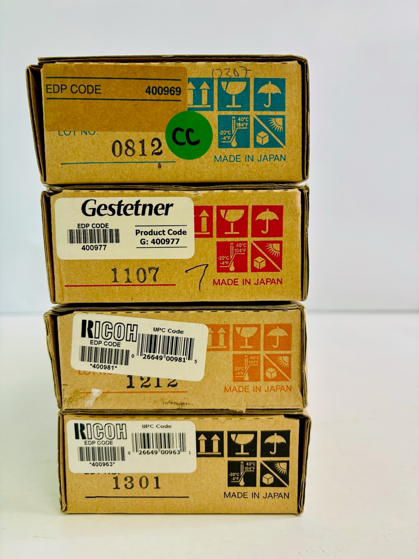 4 Genuine Ricoh Aficio CL2000 Cyan, Magenta, Yellow & Black Toner 400963,81,77,69