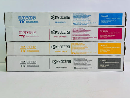 4 Genuine Kyocera TASKalfa MZ2501ci Cyan, Magenta, Yellow, & Black Toner TK-8467