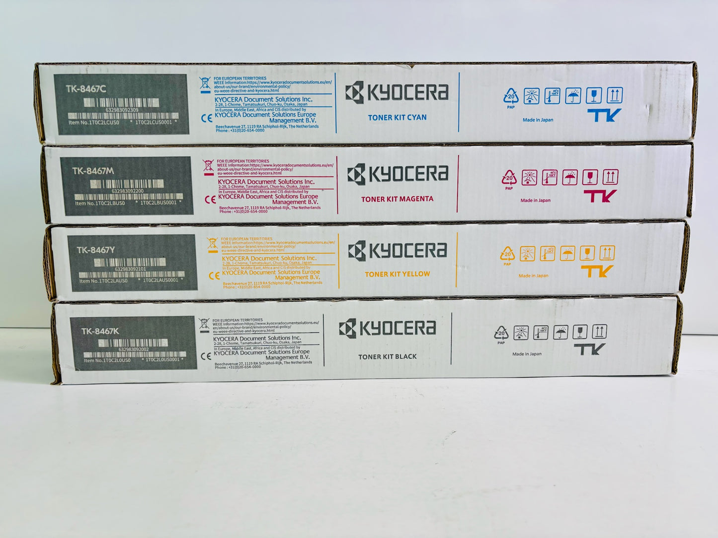 4 Genuine Kyocera TASKalfa MZ2501ci Cyan, Magenta, Yellow, & Black Toner TK-8467
