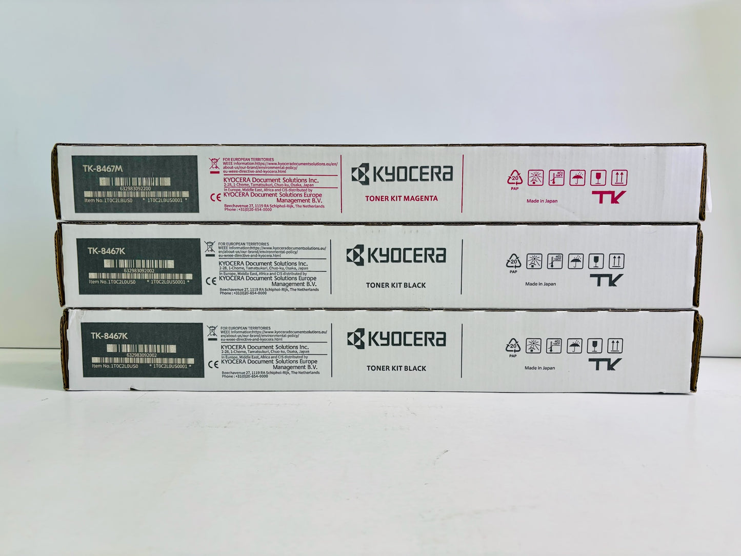 3 Genuine Kyocera TASKalfa MZ2501ci  Magenta & Black Toner TK-8467 MKK