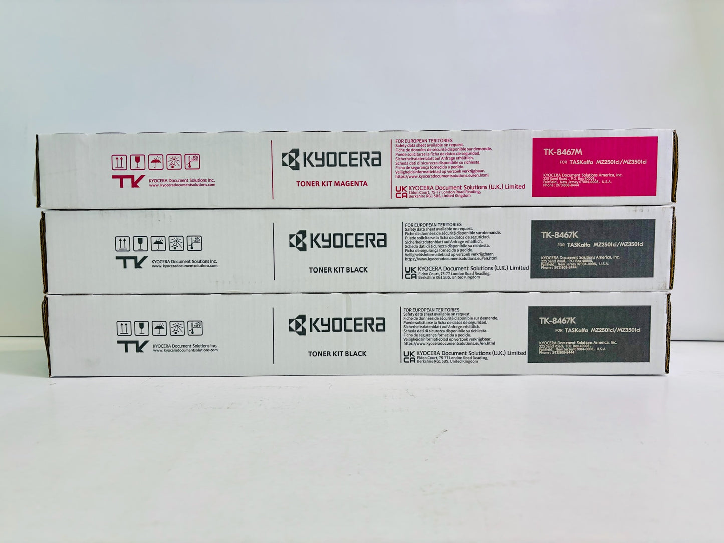 3 Genuine Kyocera TASKalfa MZ2501ci  Magenta & Black Toner TK-8467 MKK