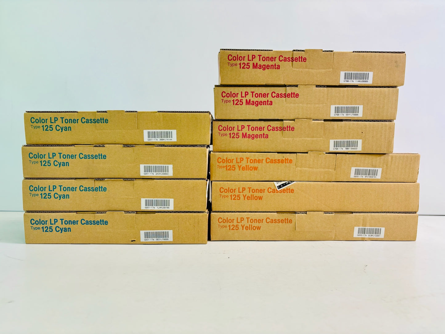 10 Genuine Ricoh Aficio CL2000, CL2000N Cyan, Magenta & Yellow Toner Type 125