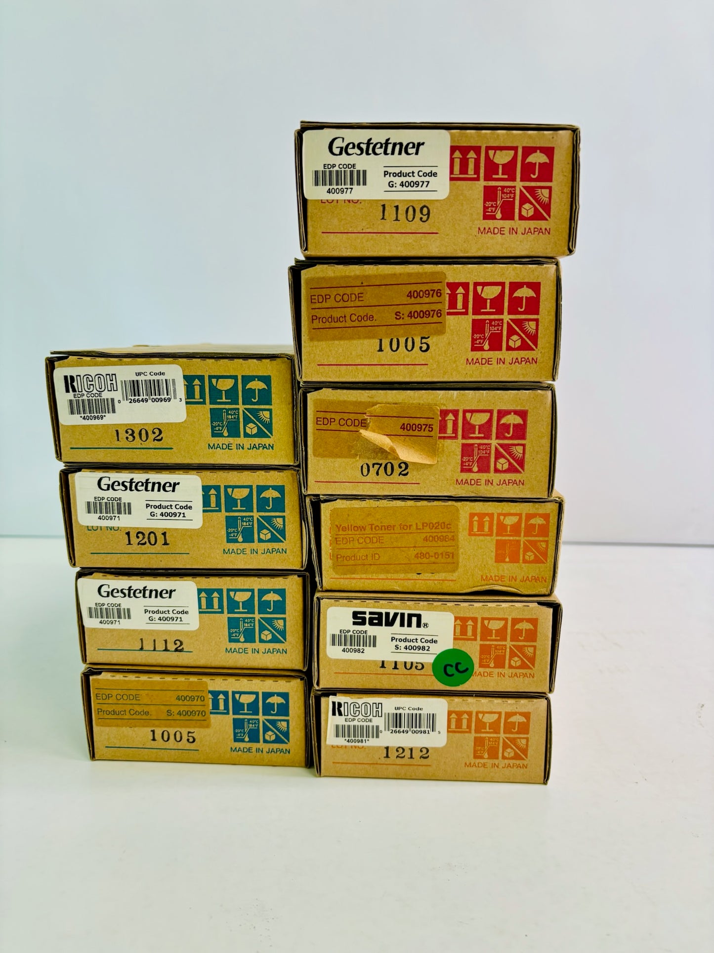 10 Genuine Ricoh Aficio CL2000, CL2000N Cyan, Magenta & Yellow Toner Type 125
