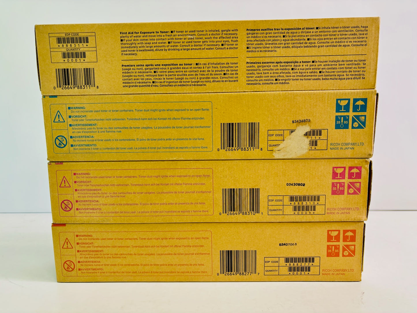 4 Genuine Ricoh Aficio CL4000DN CMY High Yield Toner Type 145, 888310, 11, 77