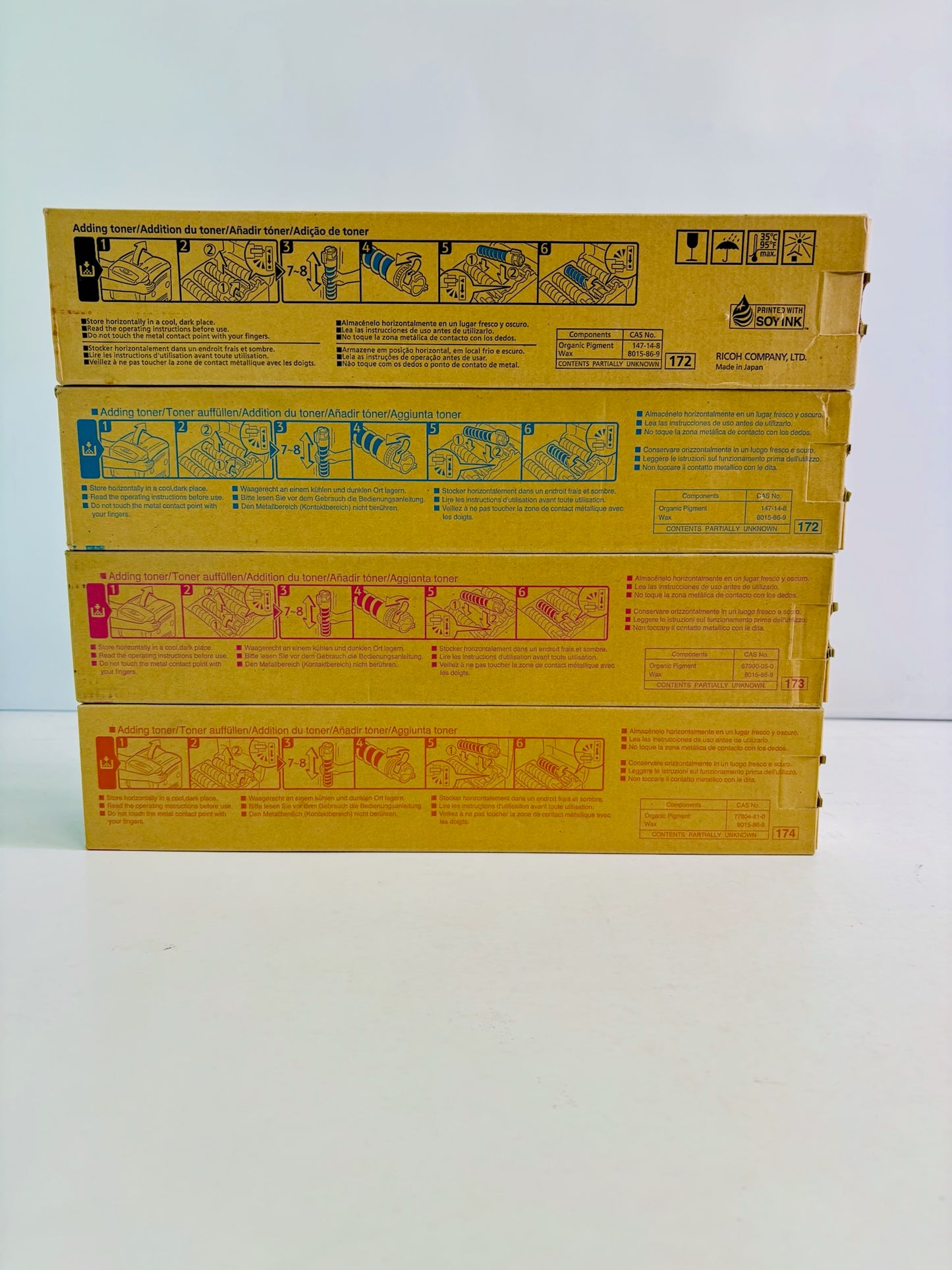 4 Genuine Ricoh Aficio CL4000DN CMY High Yield Toner Type 145, 888310, 11, 77