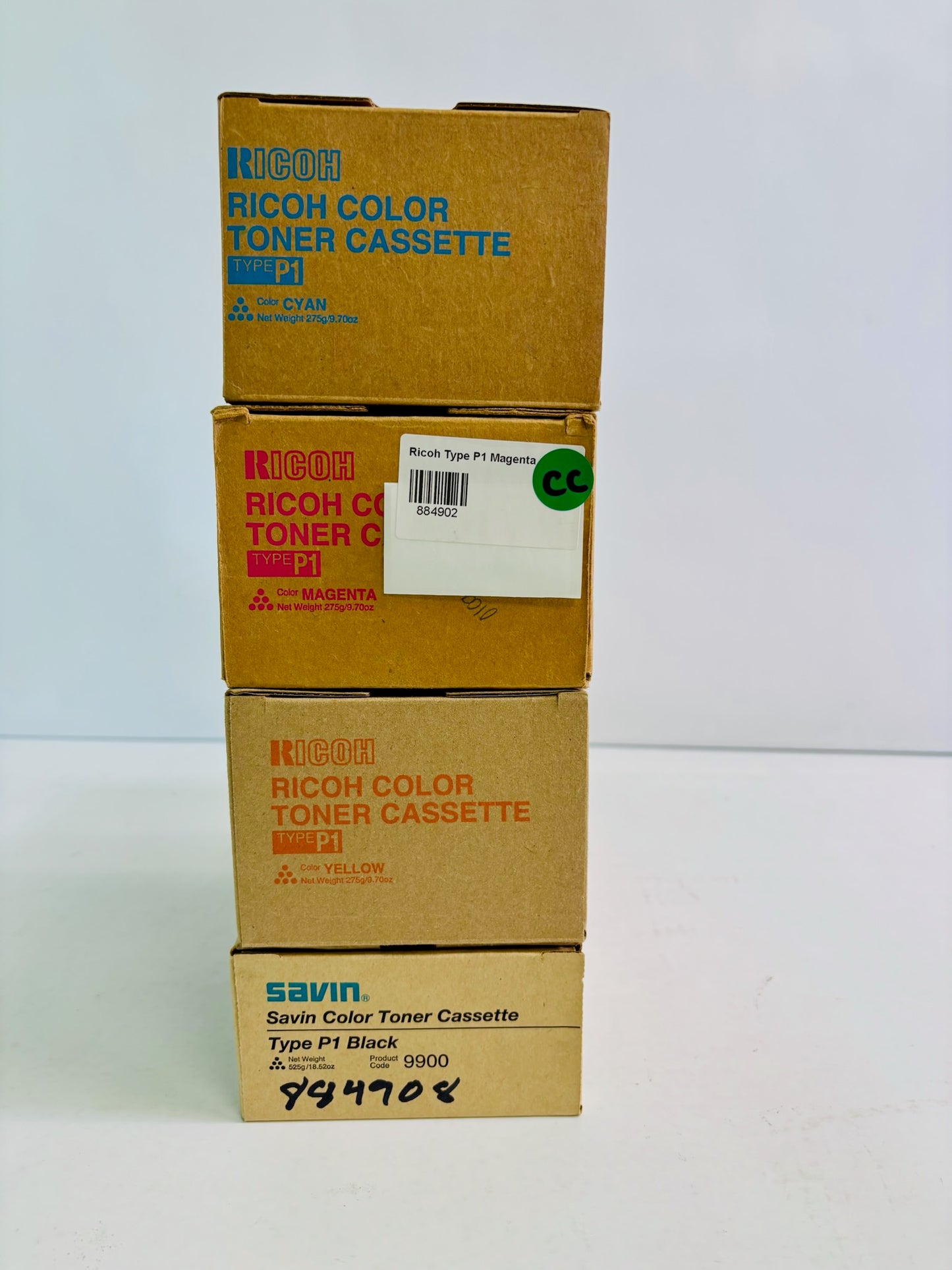 4 Genuine Ricoh Aficio 2228C, 2232C CMYK Toner 884908, 884902, 884901, 884903