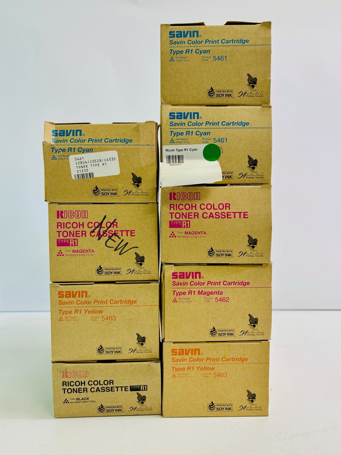 9 Genuine Ricoh/ Savin 3228C CMYK Toner Type R1 888340,888349,888342,888351