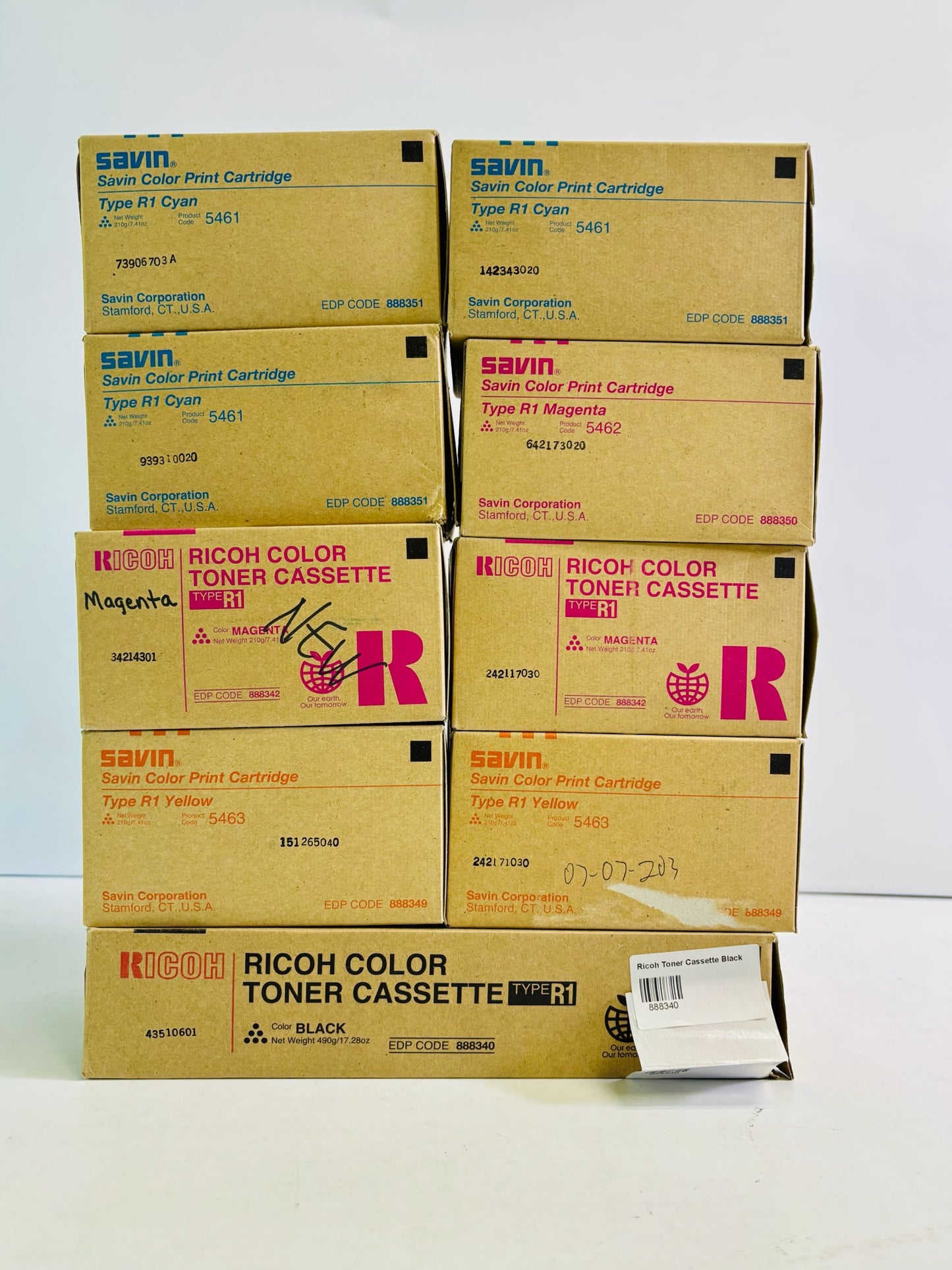 9 Genuine Ricoh/ Savin 3228C CMYK Toner Type R1 888340,888349,888342,888351