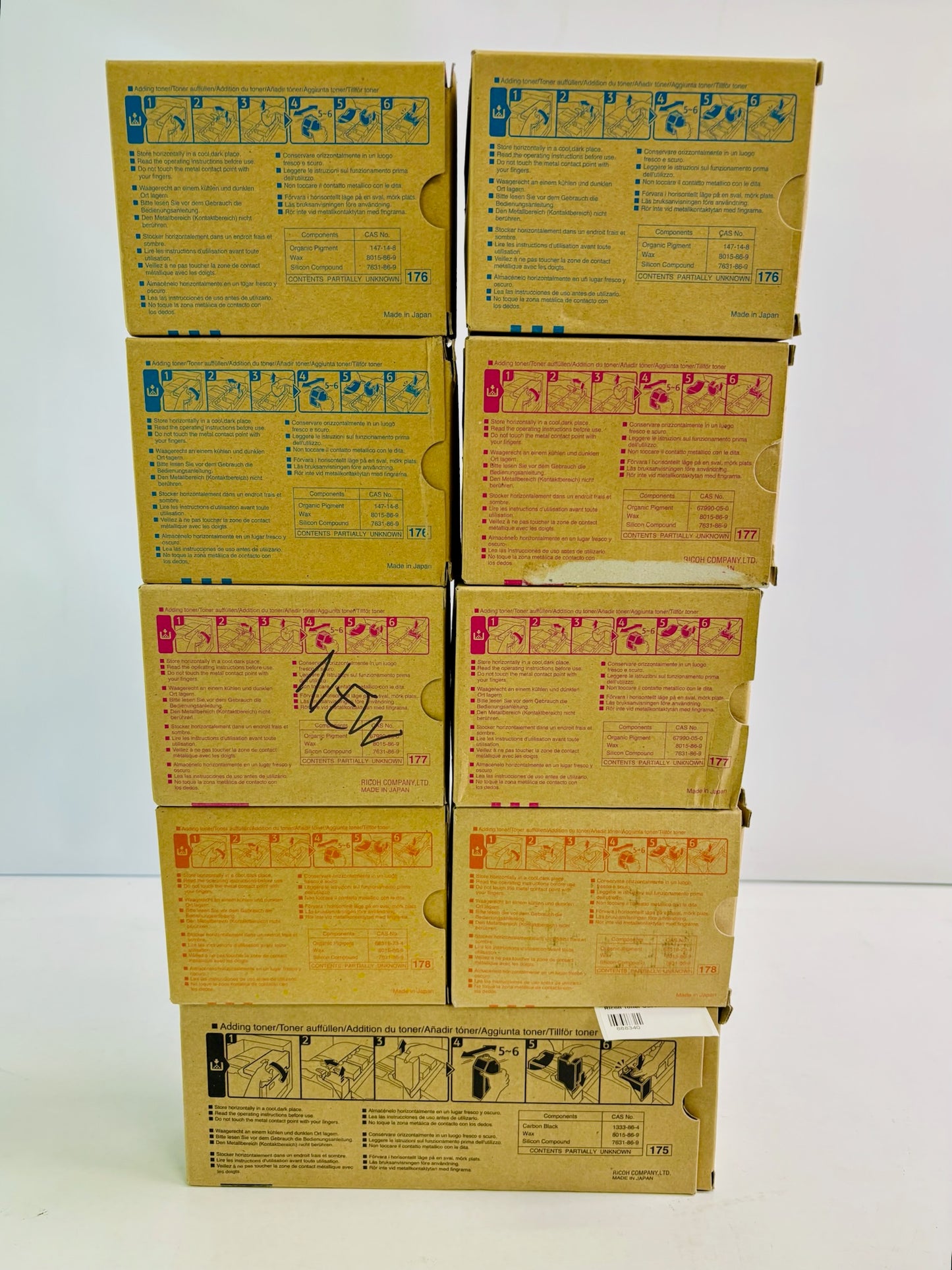 9 Genuine Ricoh/ Savin 3228C CMYK Toner Type R1 888340,888349,888342,888351