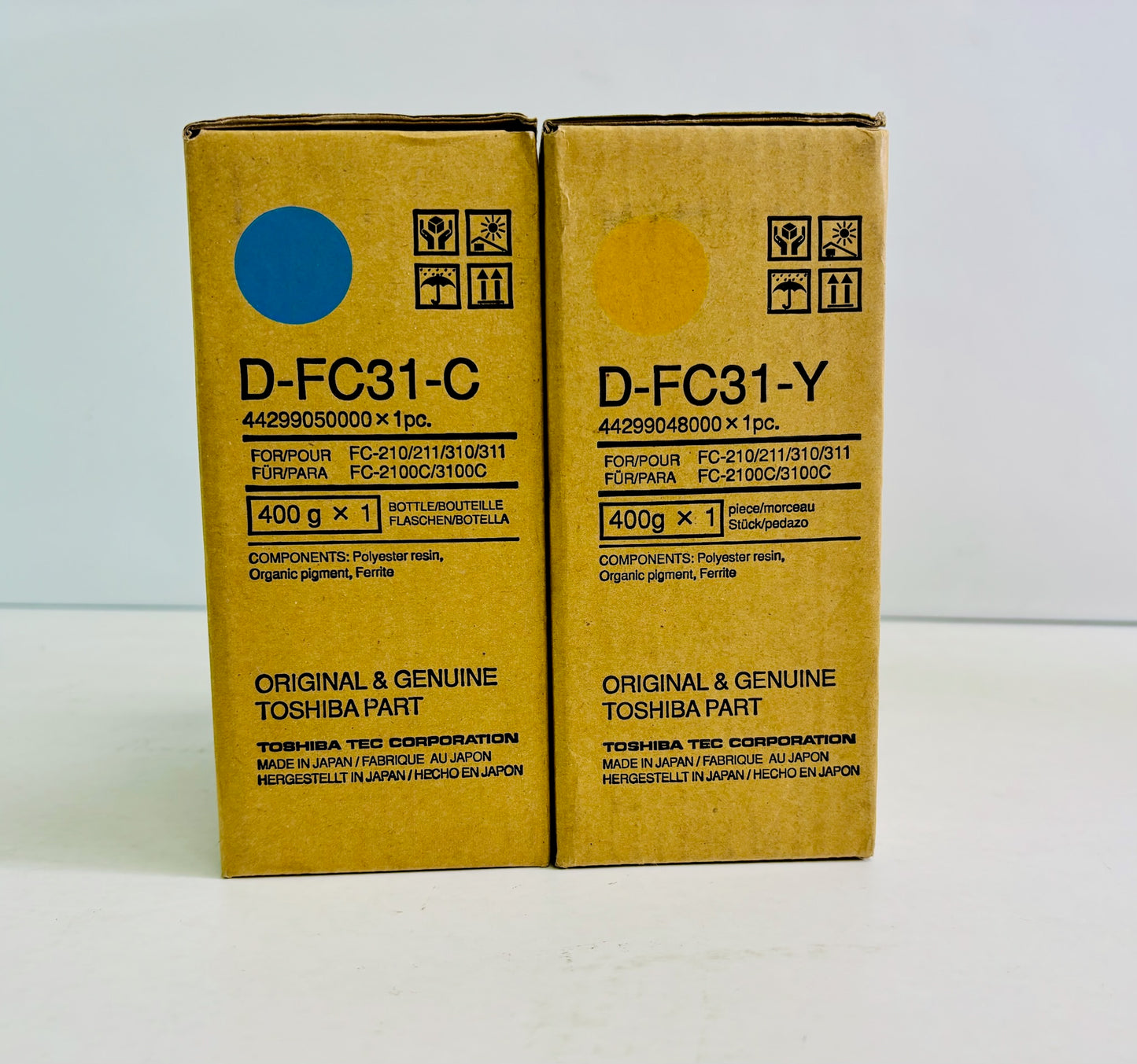 2 Genuine Toshiba e-STUDIO 210c, 310c Cyan & Yellow Toner D-FC31 CY