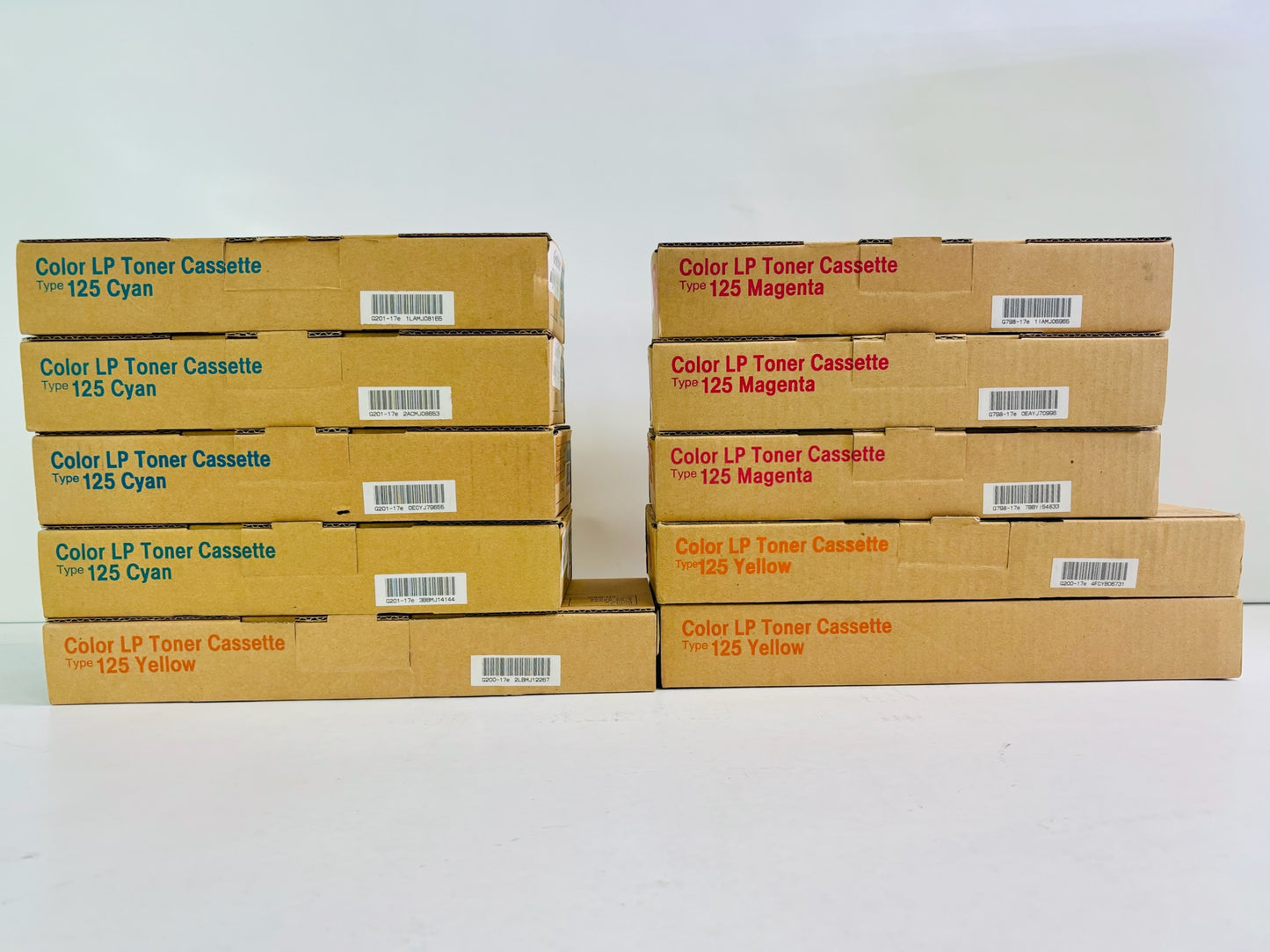 10 Genuine Ricoh Aficio CL2000, CL2000N Cyan, Magenta & Yellow Toner Type 125