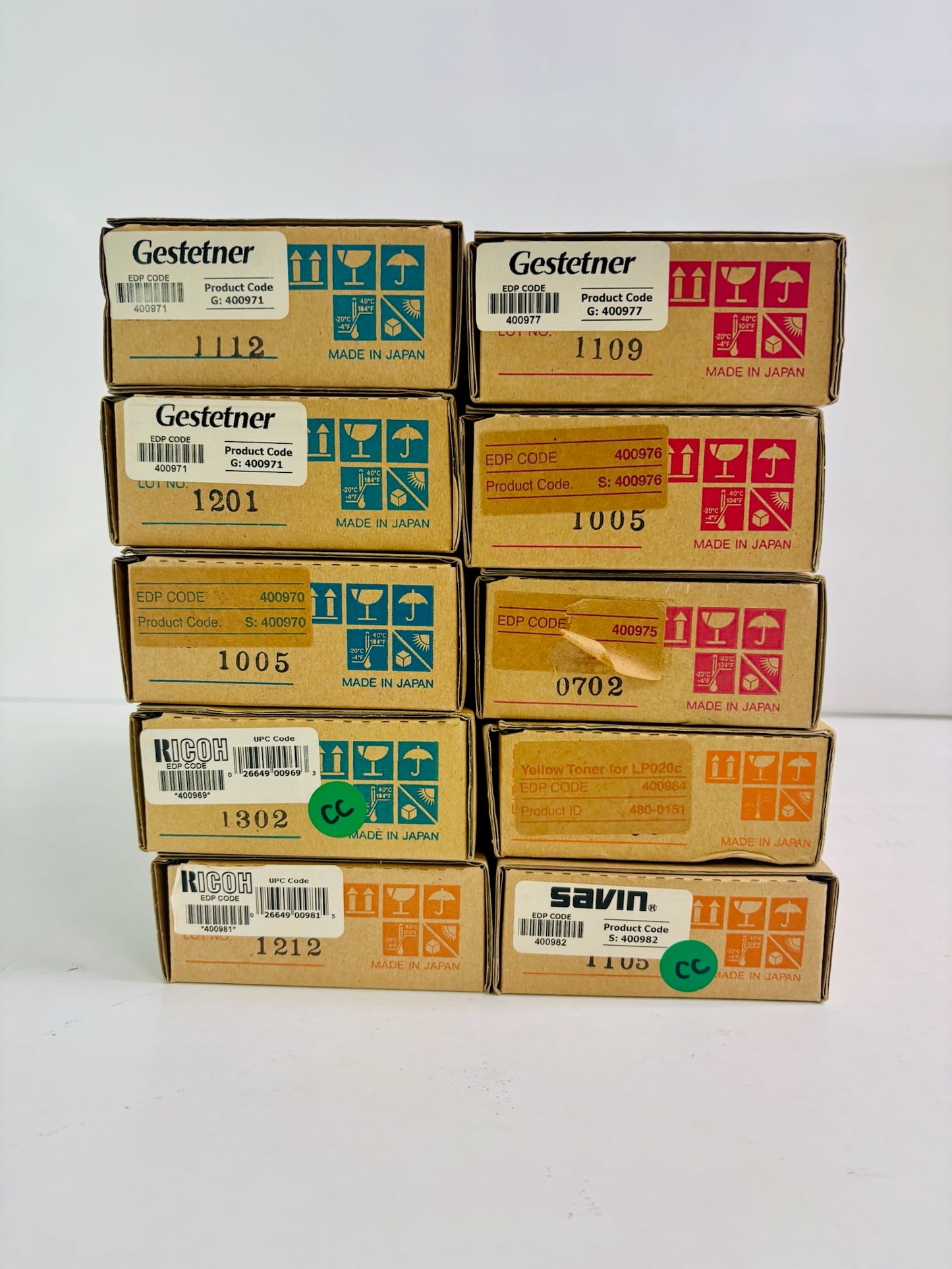 10 Genuine Ricoh Aficio CL2000, CL2000N Cyan, Magenta & Yellow Toner Type 125