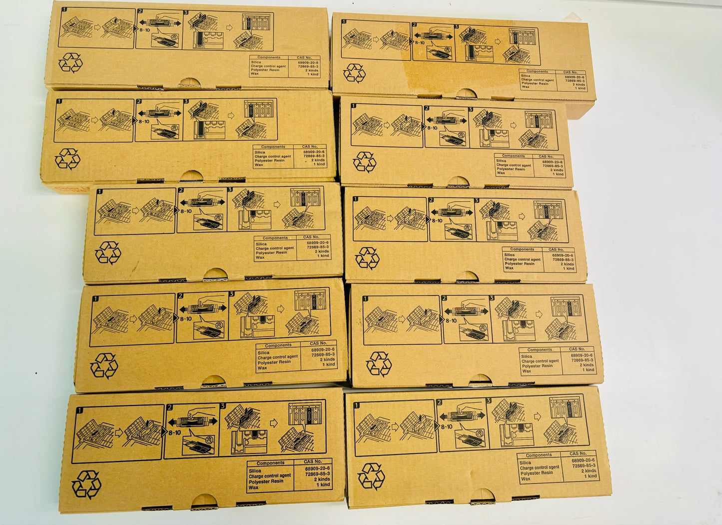 10 Genuine Ricoh Aficio CL2000, CL2000N Cyan, Magenta & Yellow Toner Type 125