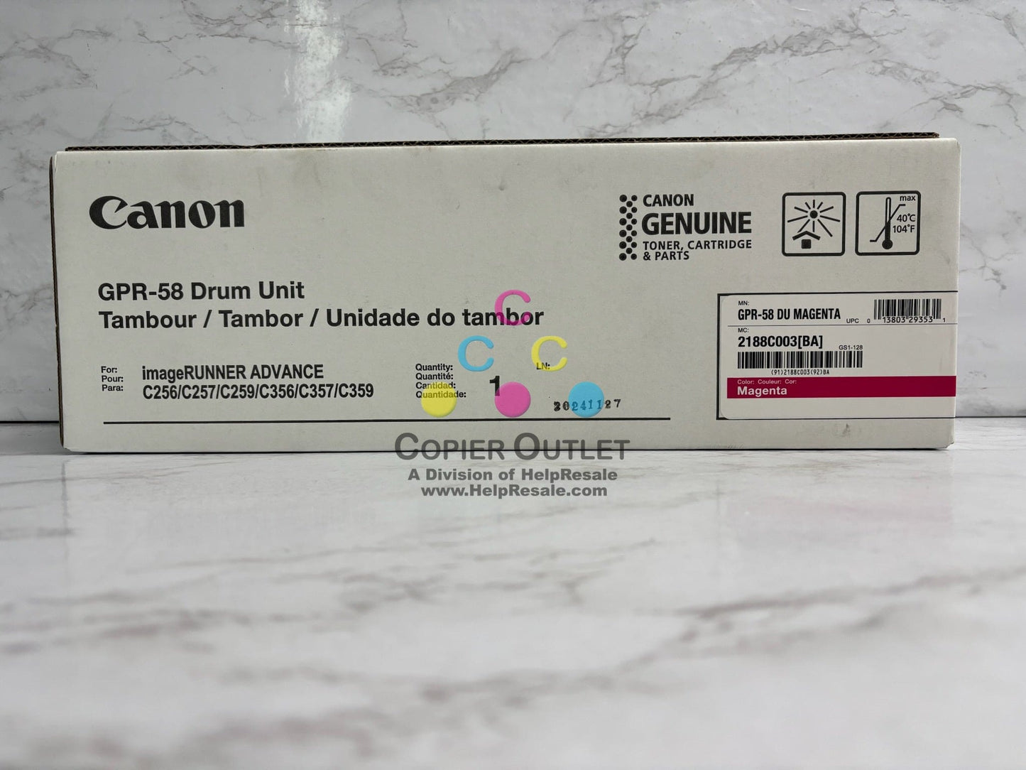 Genuine Canon iRA C256,C257,C356 Magenta Drum Unit GPR-58, GPR58, 2188C003[BA]