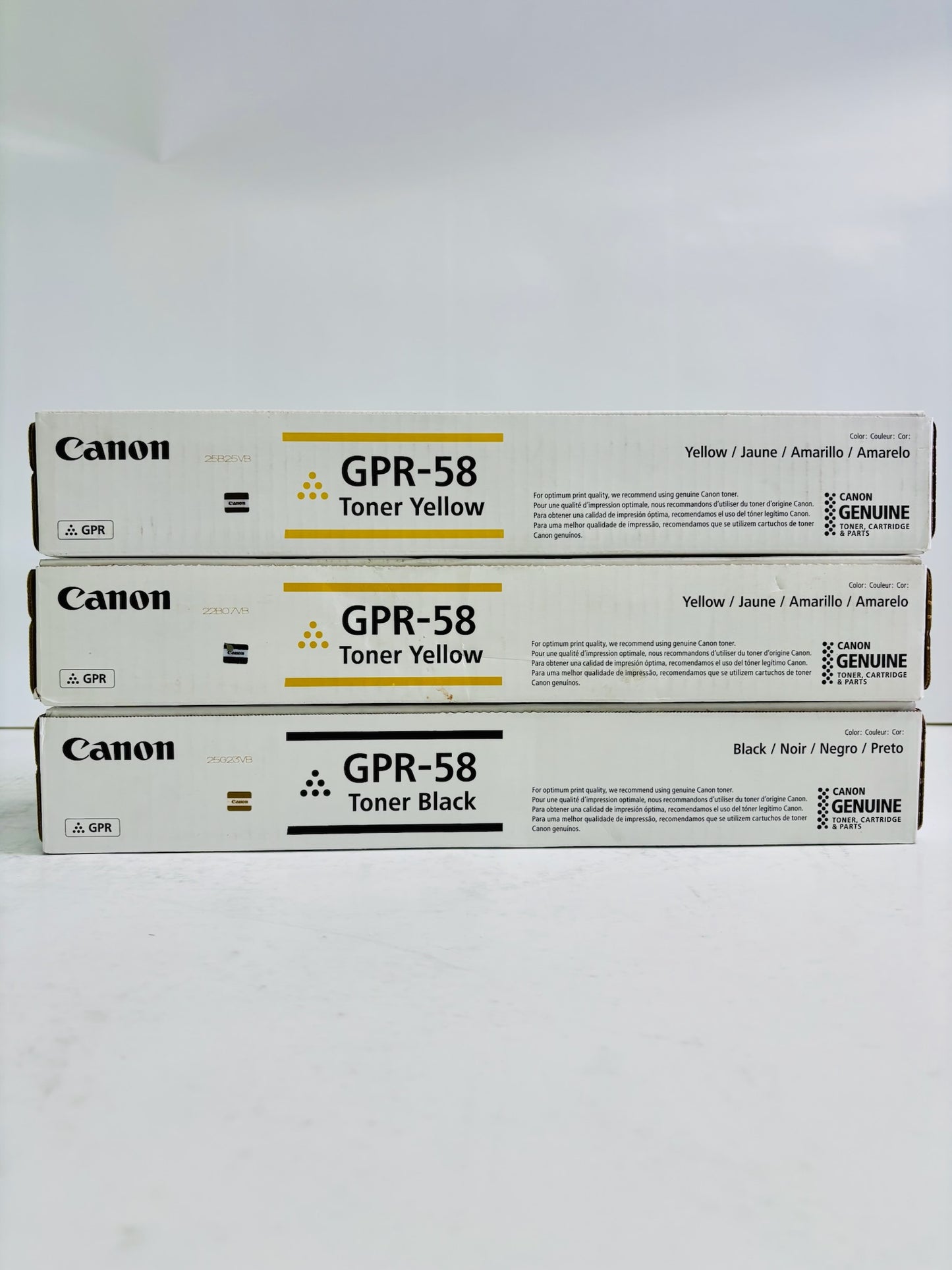 3 OEM Canon iRA C256,C257,C356,C357 Yellow & Black GPR58, GPR-58 YYK Toners