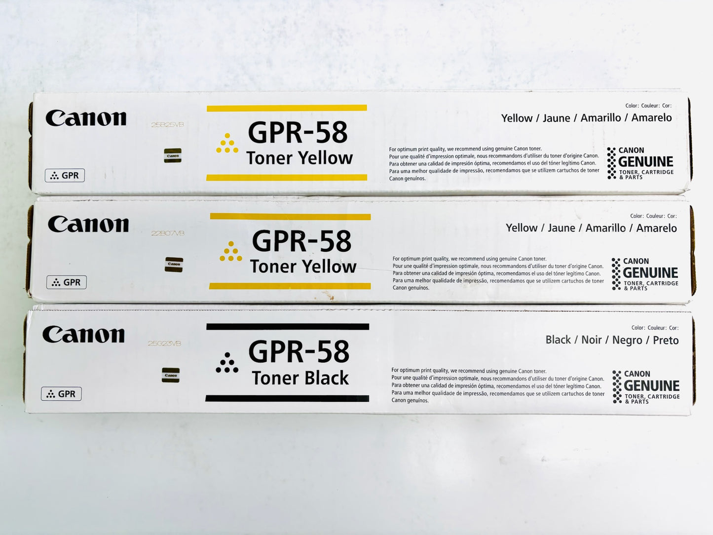 3 OEM Canon iRA C256,C257,C356,C357 Yellow & Black GPR58, GPR-58 YYK Toners