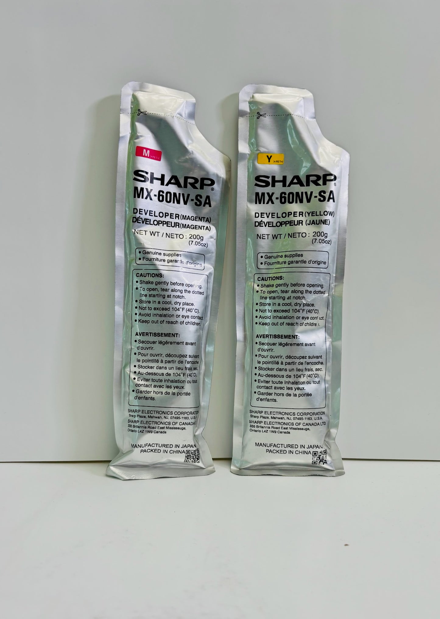 2 OEM Sharp MX-2630N,MX-2651,MX-3050N Magenta & Yellow Devevloper MX-60NV-SA