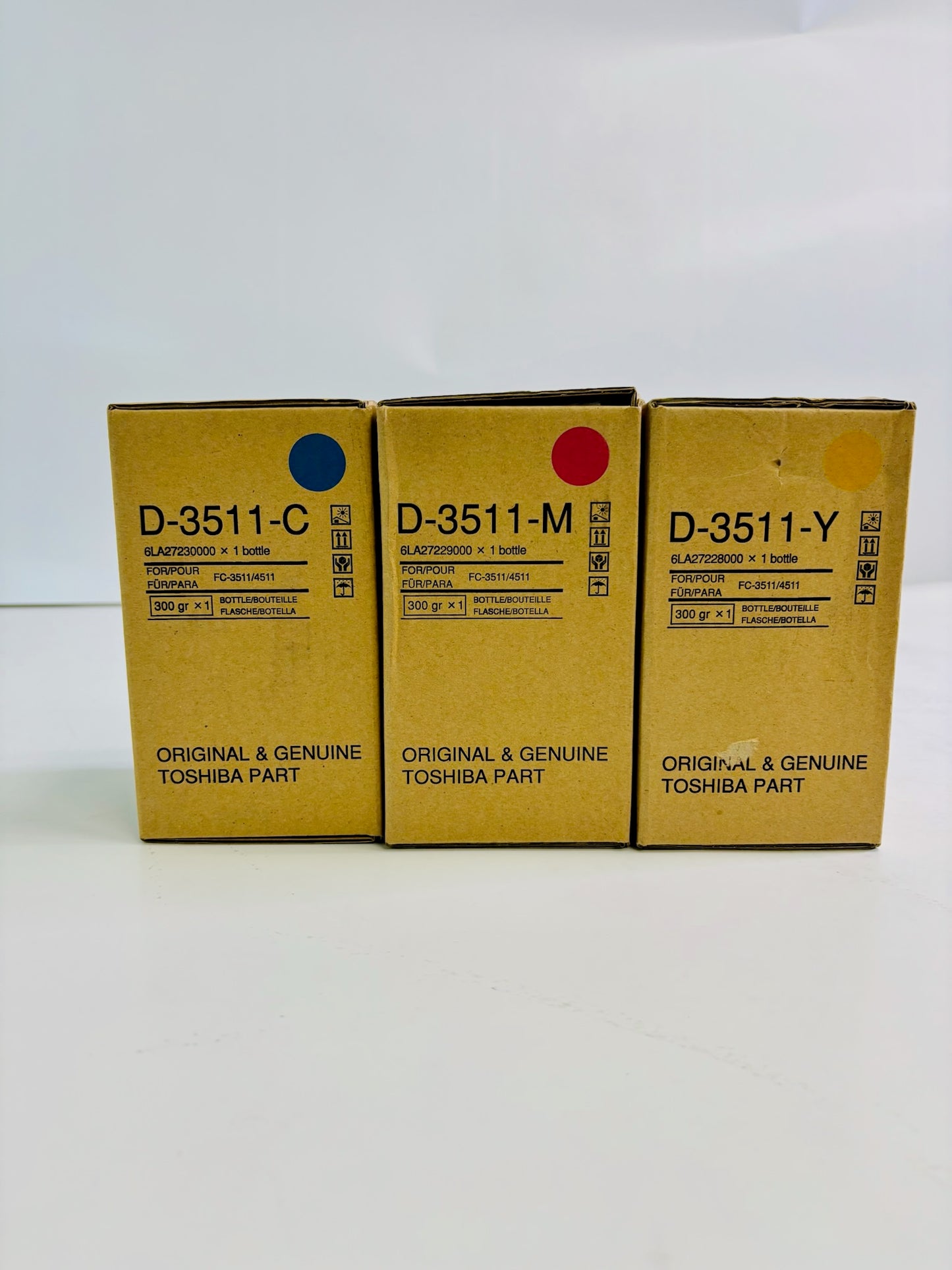 3 OEM Toshiba FC-3511/4511, CMY DEV D3511,D-3511, 6LA27230000,229000,228000