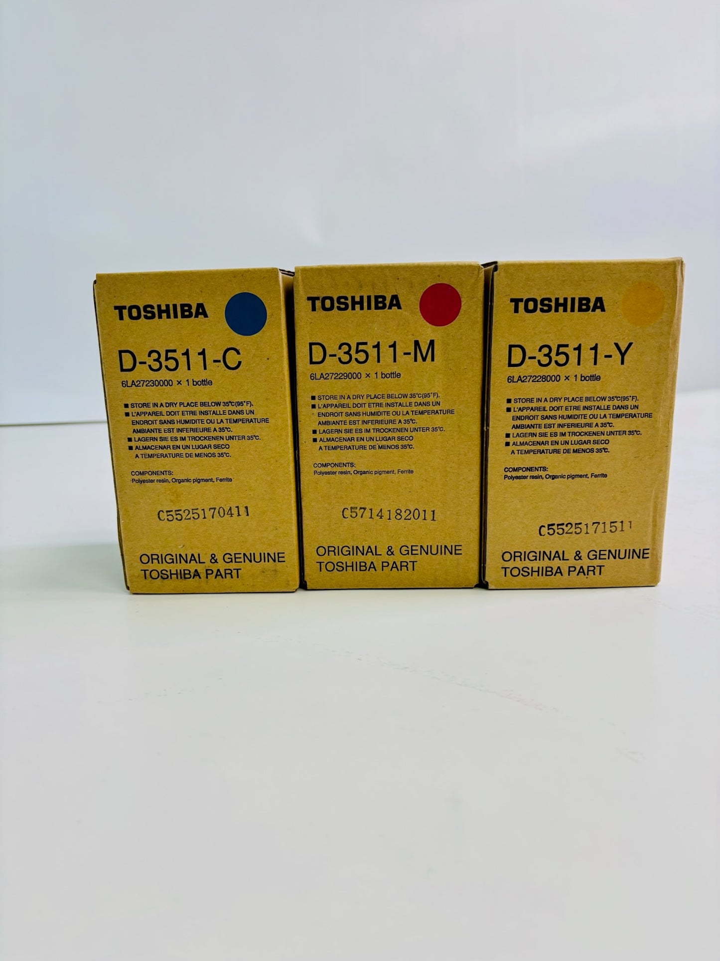 3 OEM Toshiba FC-3511/4511, CMY DEV D3511,D-3511, 6LA27230000,229000,228000