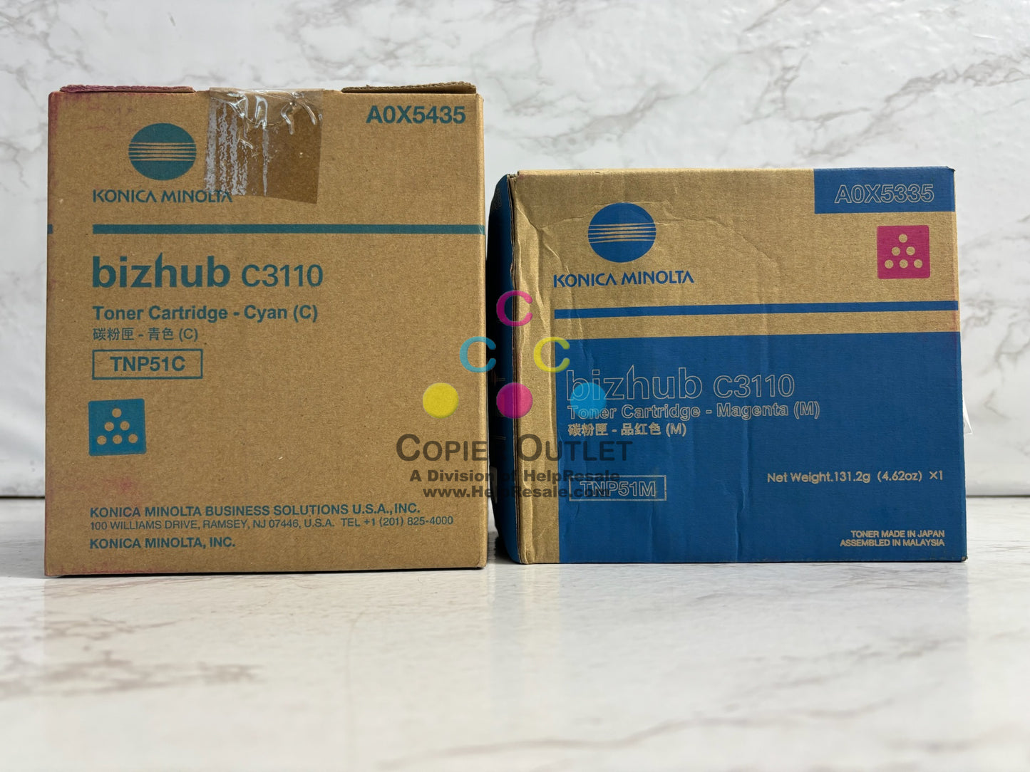 2 Genuine Konica BH C3110 Cyan & Magenta Toners TNP51  (No Yellow or Black)