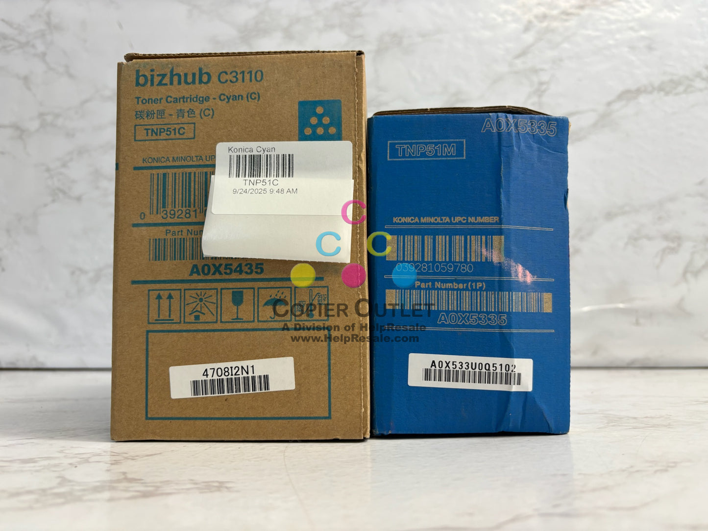 2 Genuine Konica BH C3110 Cyan & Magenta Toners TNP51  (No Yellow or Black)