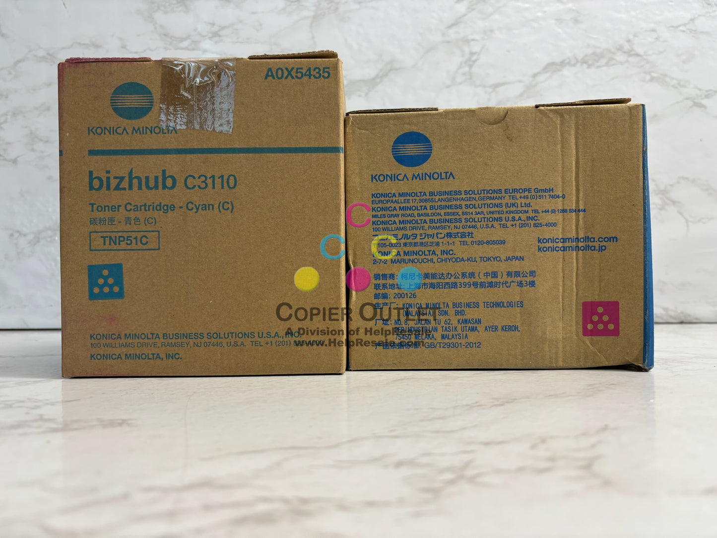 2 Genuine Konica BH C3110 Cyan & Magenta Toners TNP51  (No Yellow or Black)