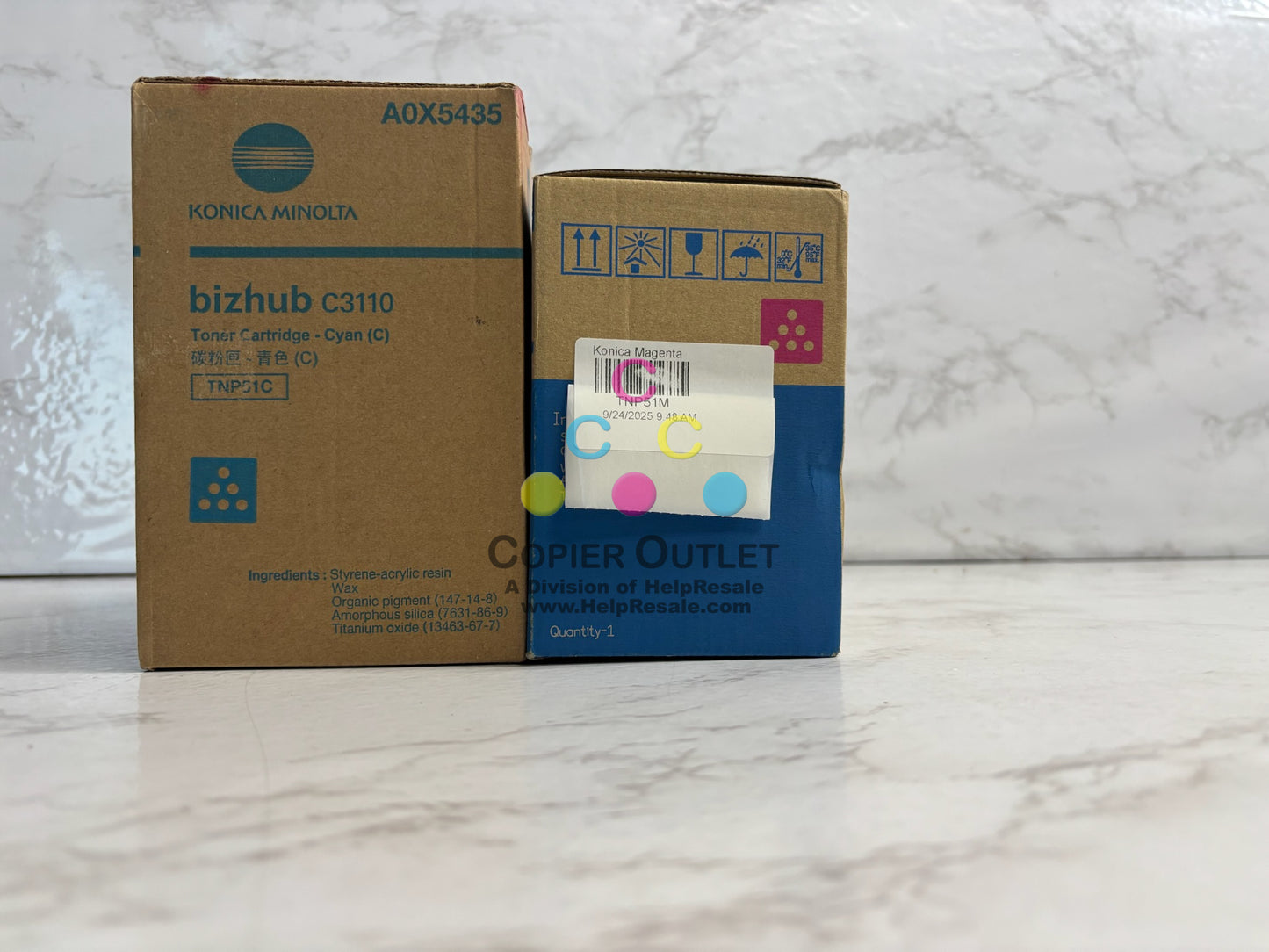 2 Genuine Konica BH C3110 Cyan & Magenta Toners TNP51  (No Yellow or Black)