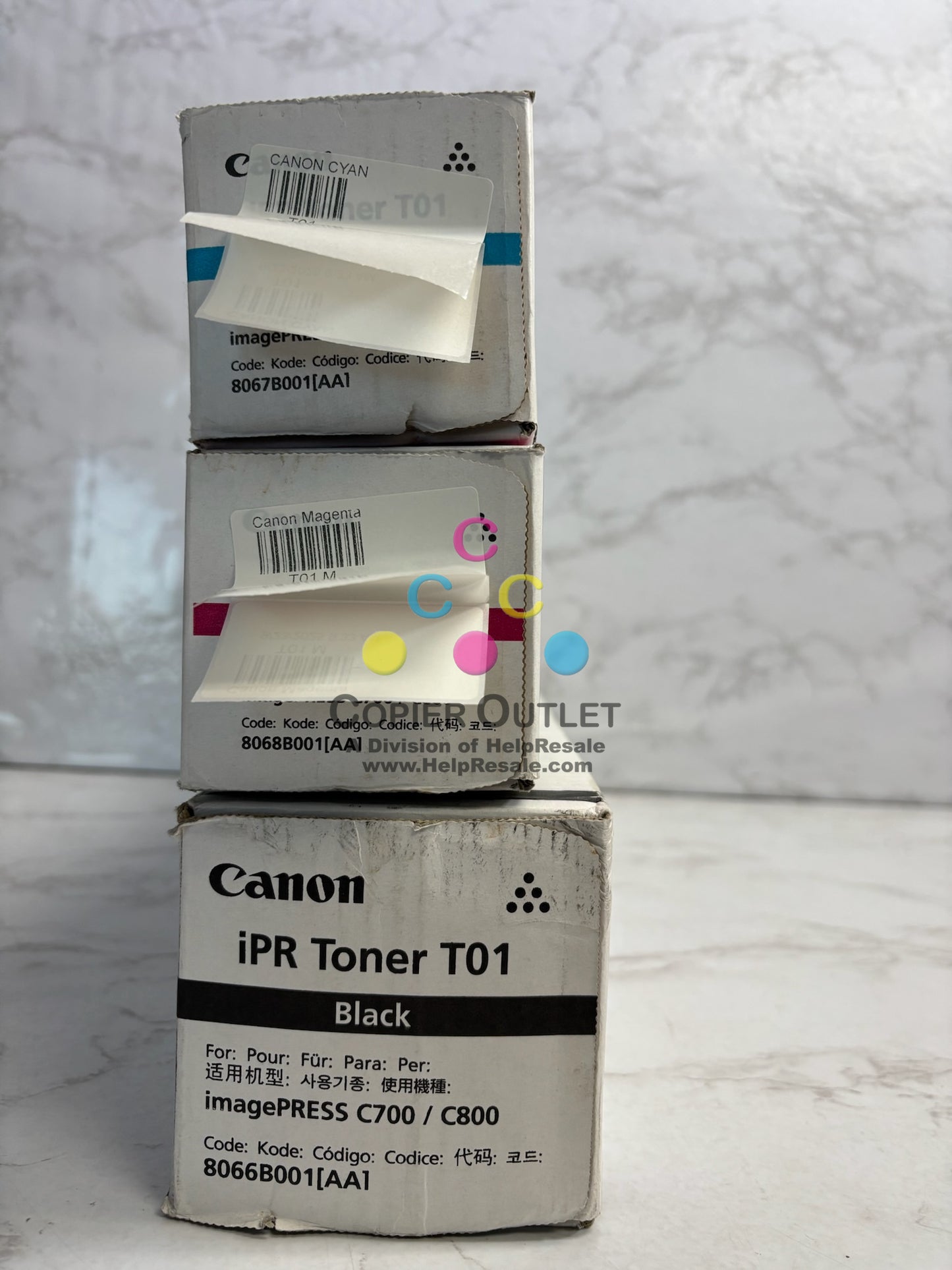 3 Genuine Canon imagePRESS C60,C65,C600,C650 CMK Toners T01 (No Yellow)