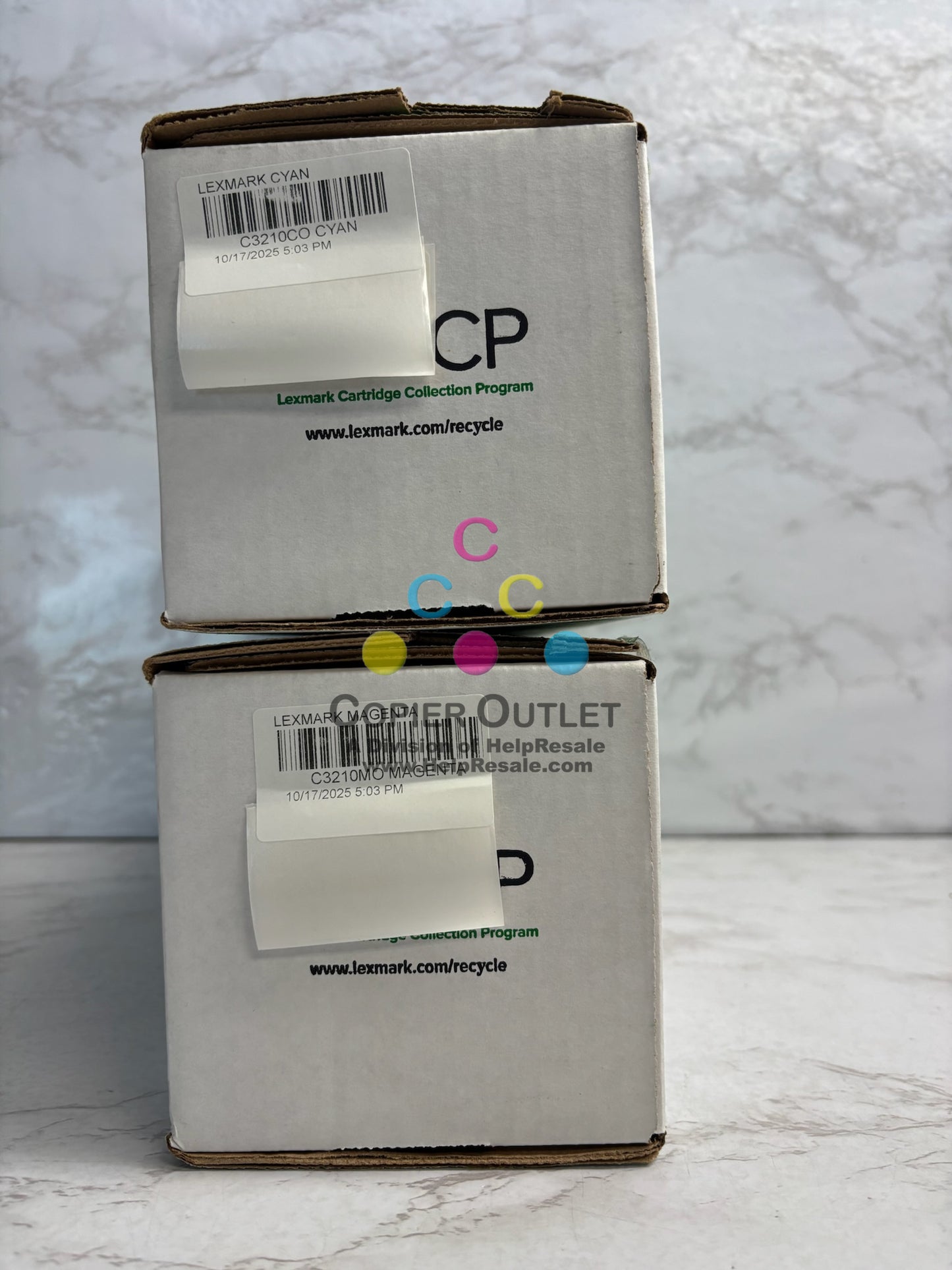 2 Genuine Lexmark MC3224,3326,3426 Cyan & Mag Print Cartridge C3210C0, C3210M0