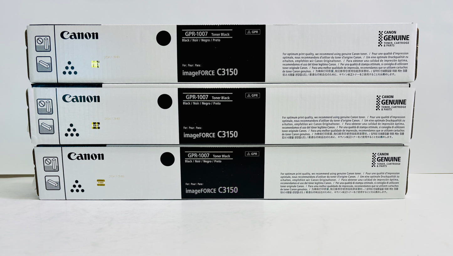 3 Genuine Canon Image Force 3150, C3126 Black Toner Cart. GPR-1007 6729C003AA