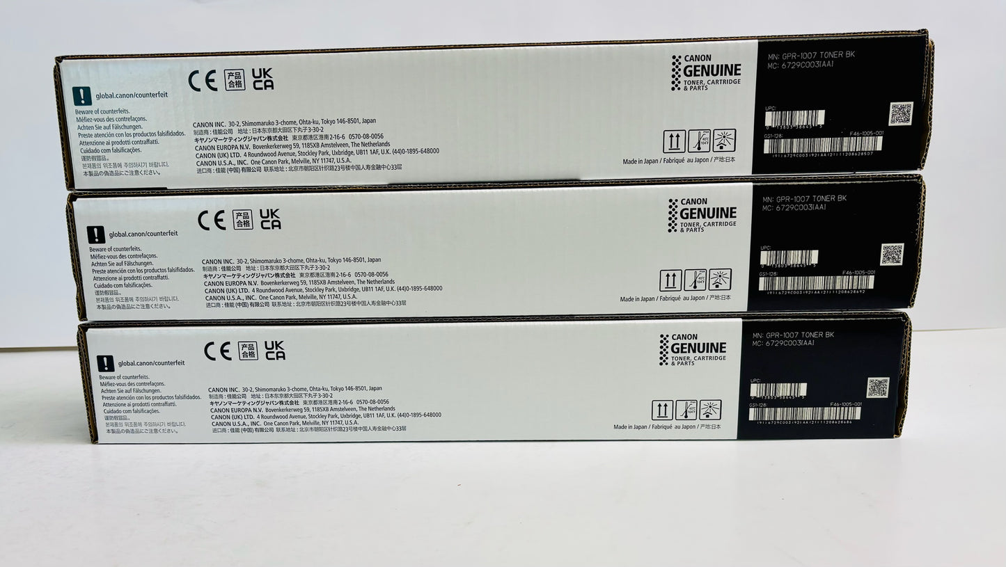 3 Genuine Canon Image Force 3150, C3126 Black Toner Cart. GPR-1007 6729C003AA